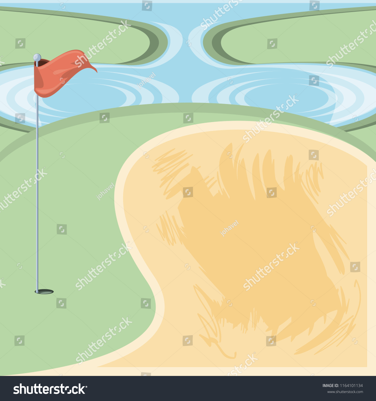 golf curse with sand trap - Royalty Free Stock Vector 1164101134 ...