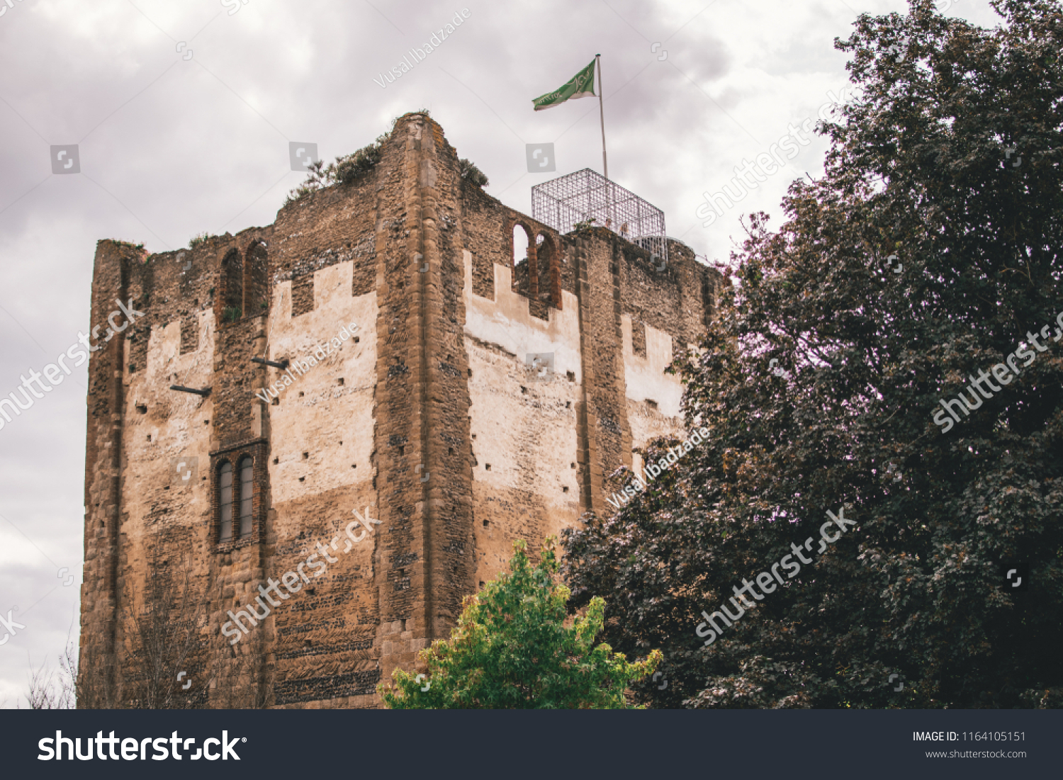 Historic Guildford castle with tree foreground #1164105151