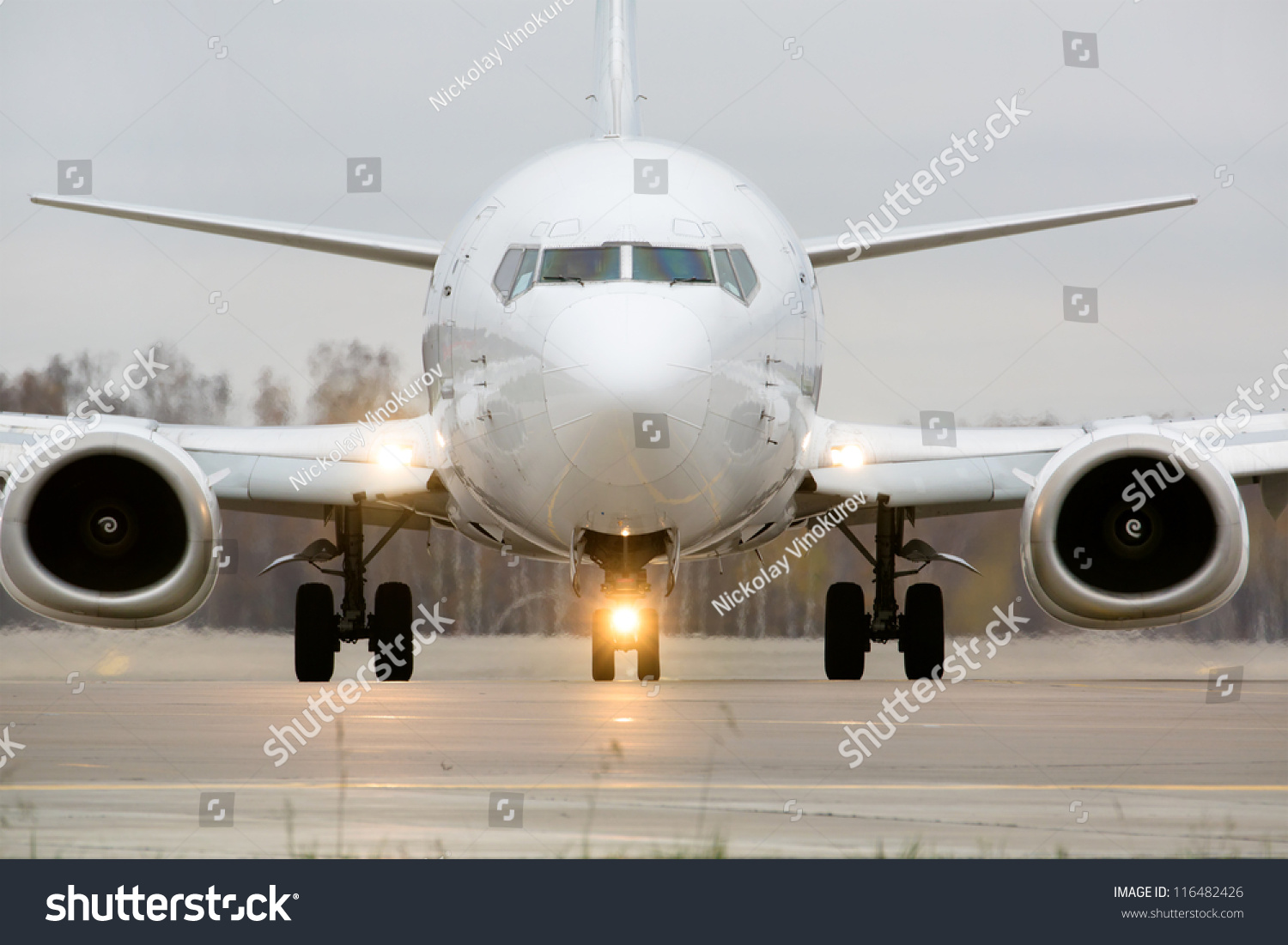 Closeup view of an aircraft preparing to take off #116482426