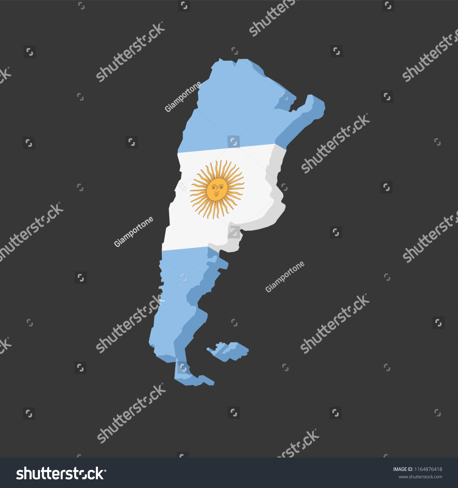 Map of Argentina, country shape 3d design with - Royalty Free Stock ...