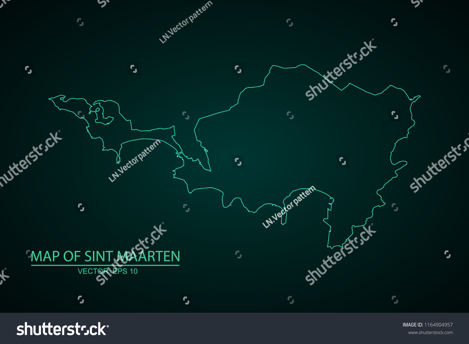 Map of Sint Maarten,Green map on dark background - Royalty Free Stock ...