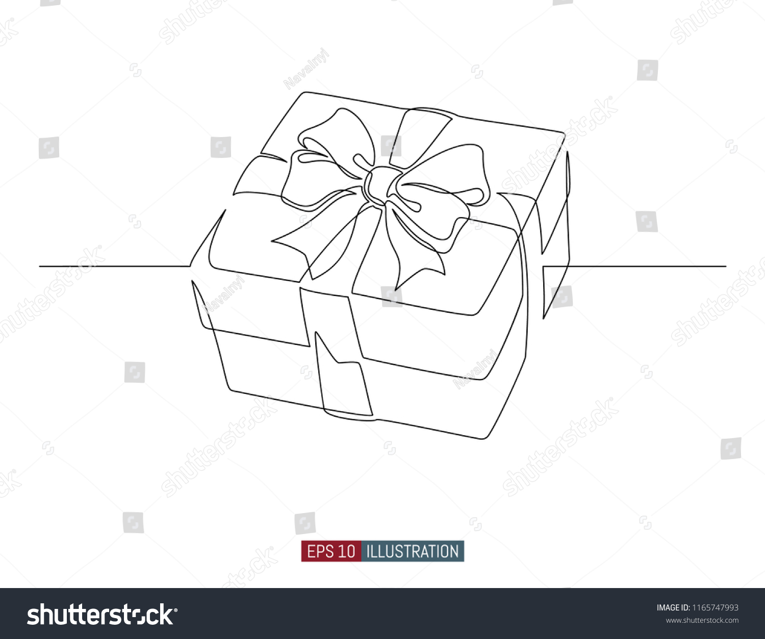 Continuous line drawing of gift box with ribbon - Royalty Free Stock ...