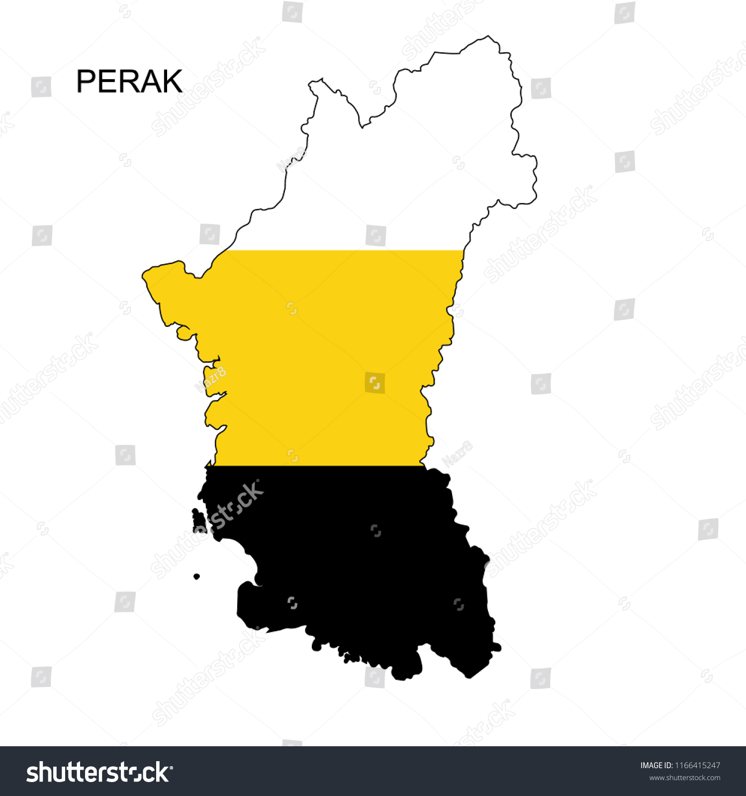 Perak Map Over Flag Vector - Royalty Free Stock Vector 1166415247 ...