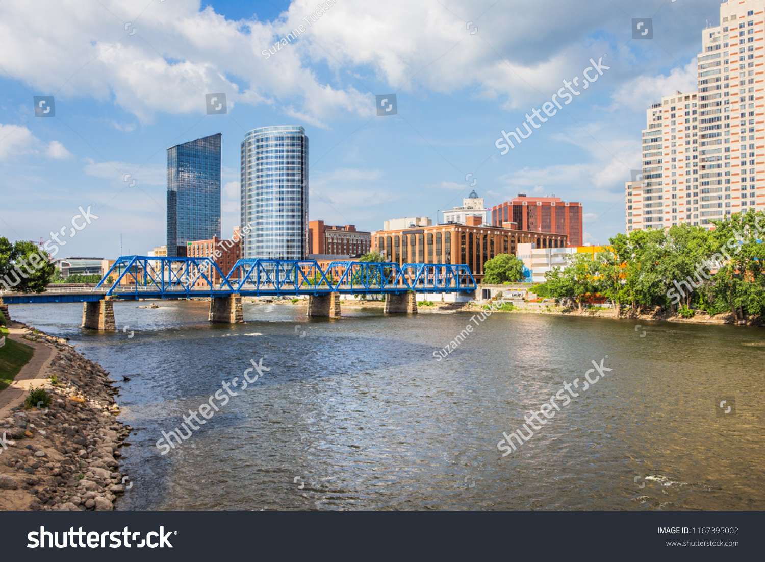 Downtown Grand Rapids Michigan view from the Grand River #1167395002