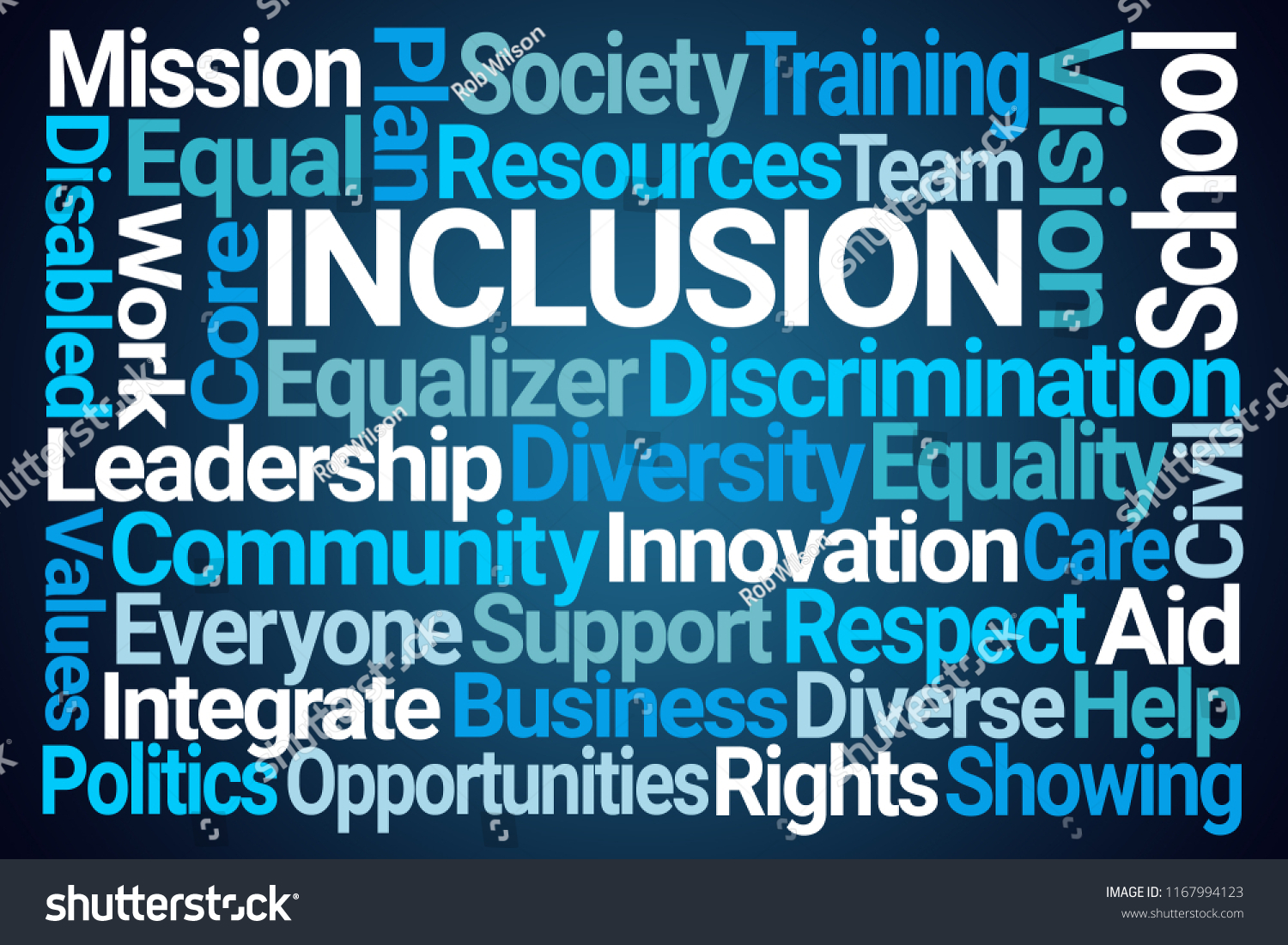 Inclusion Word Cloud on Blue Background - Royalty Free Stock Photo ...