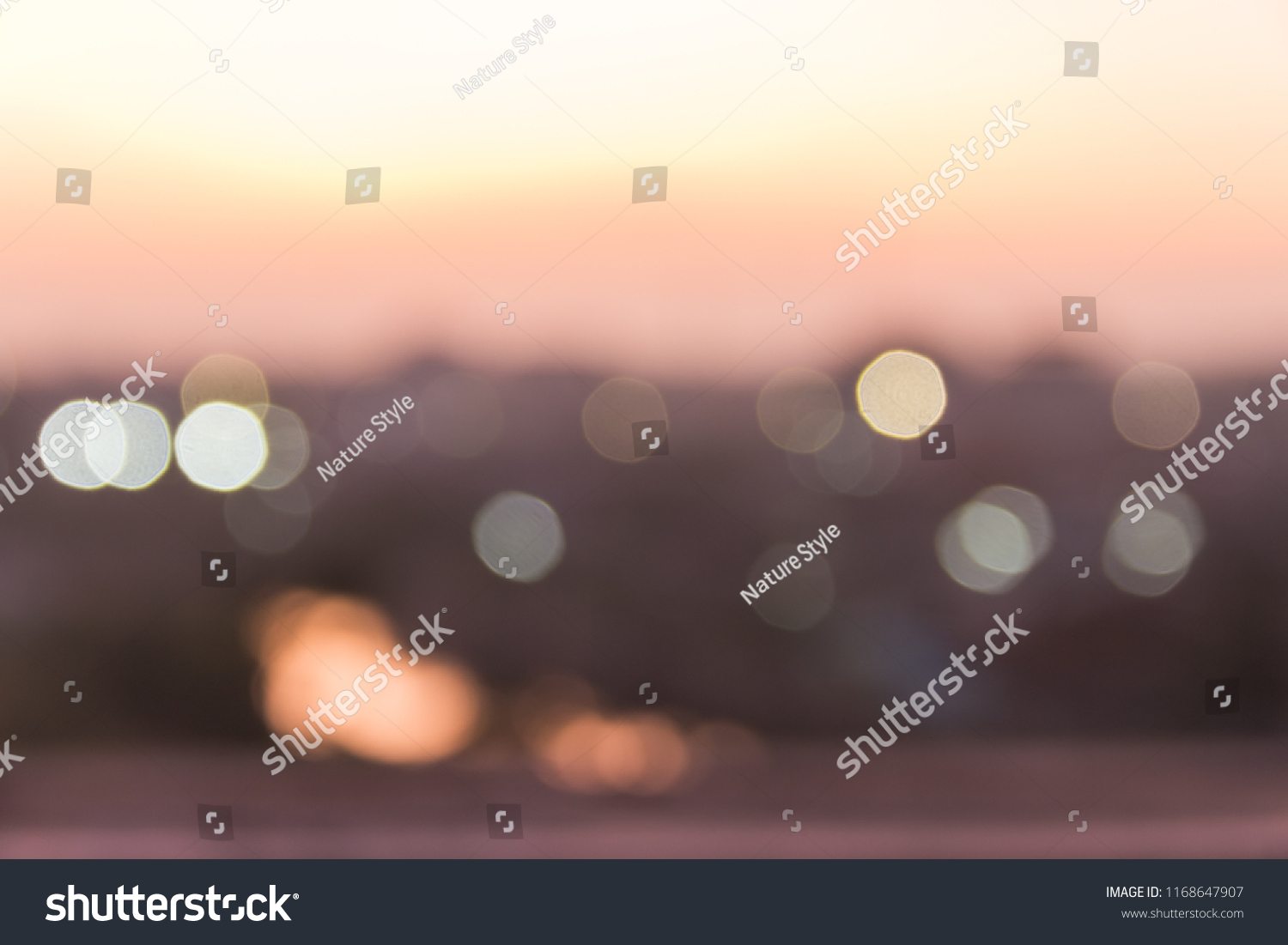 abstract light bokeh on twilight in the evening view from terrace room  #1168647907