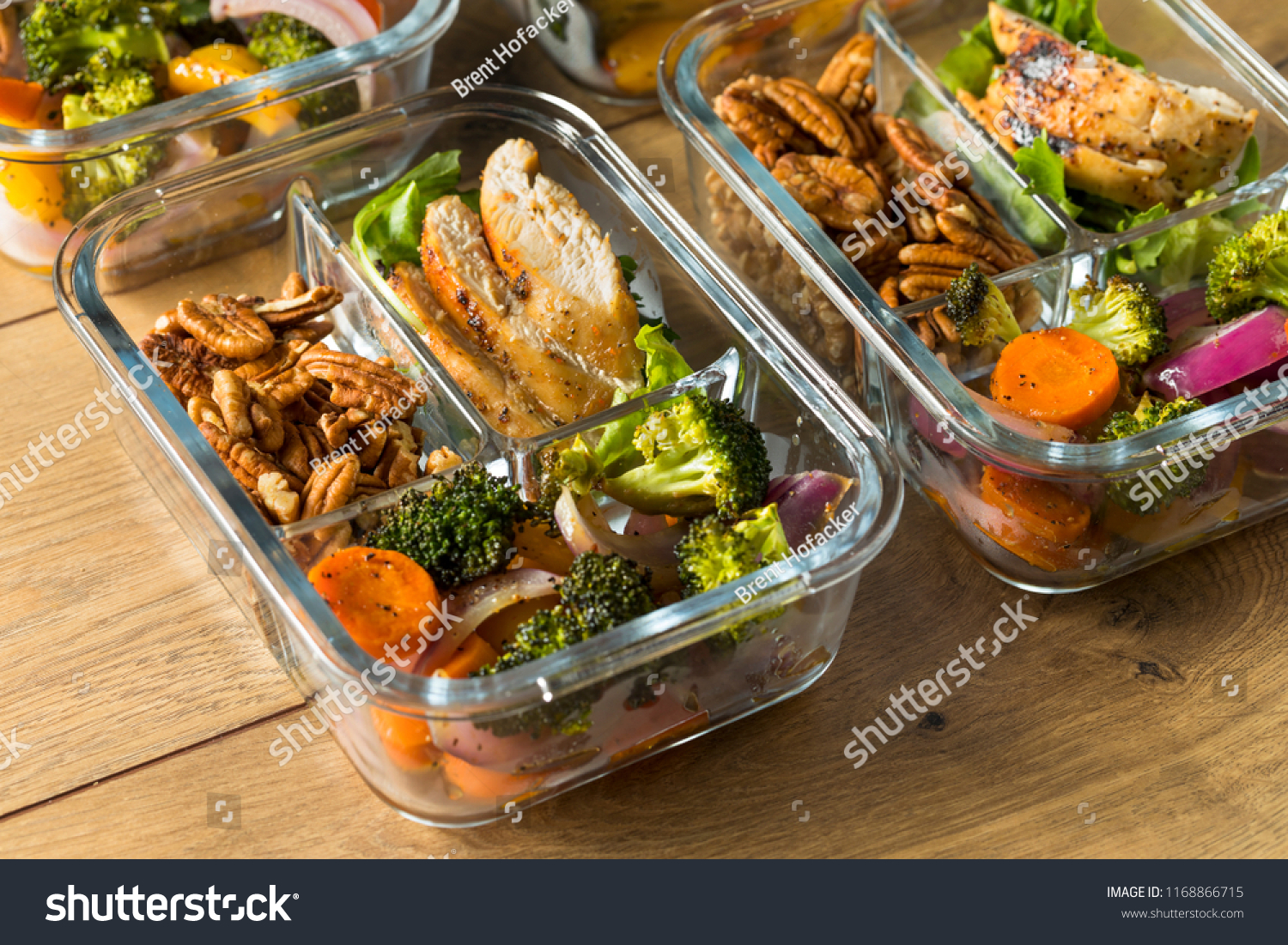 Homemade Keto Chicken Meal Prep with Veggies in a Container #1168866715