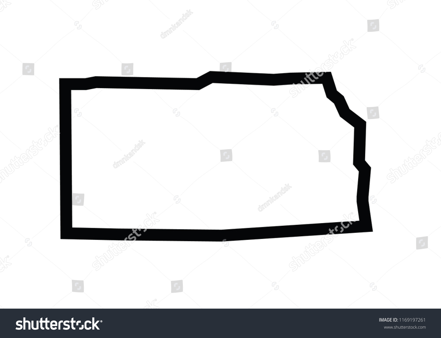 Kansas outline map state shape - Royalty Free Stock Vector 1169197261 ...