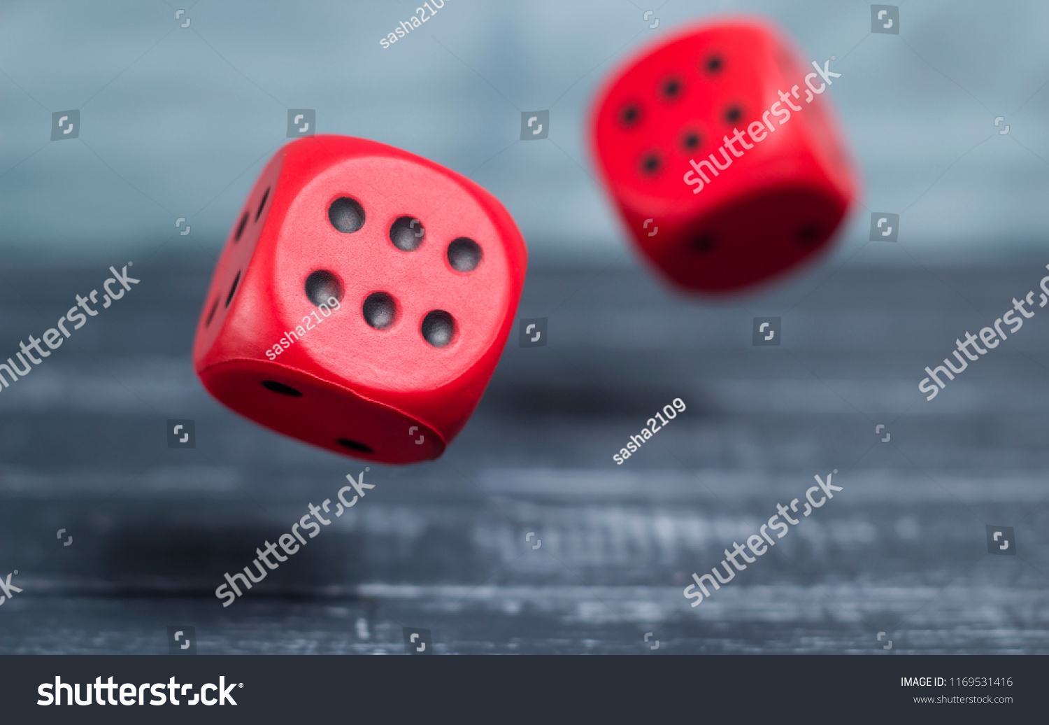 Two falling dice. Cubes in the air. #1169531416