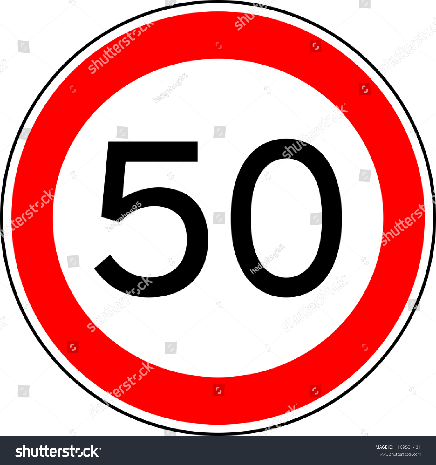 Traffic sign speed limit 50, vector 50km/h - Royalty Free Stock Vector ...