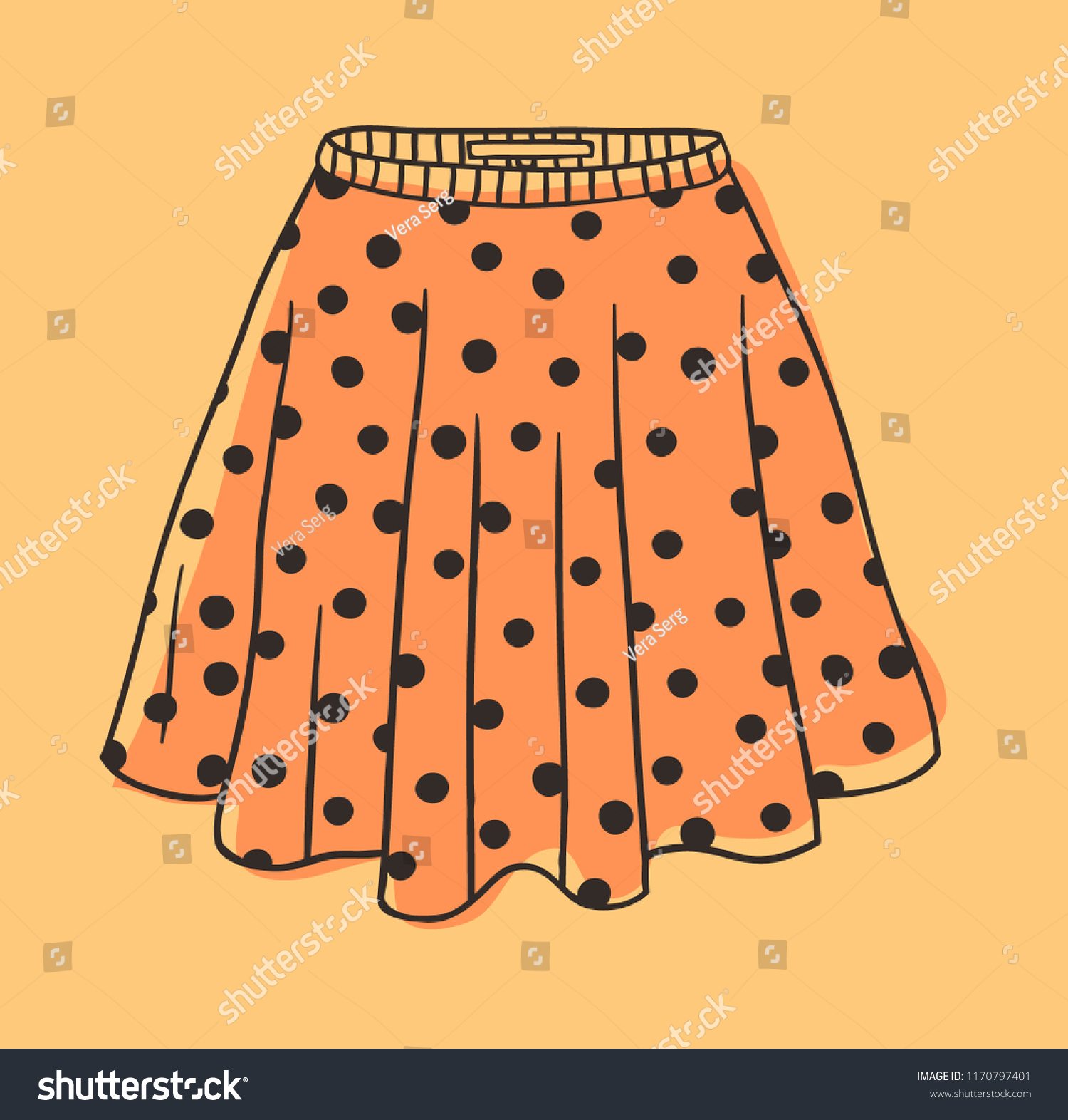 Hand drawn illustration Polka Dots Skirt. - Royalty Free Stock Vector ...