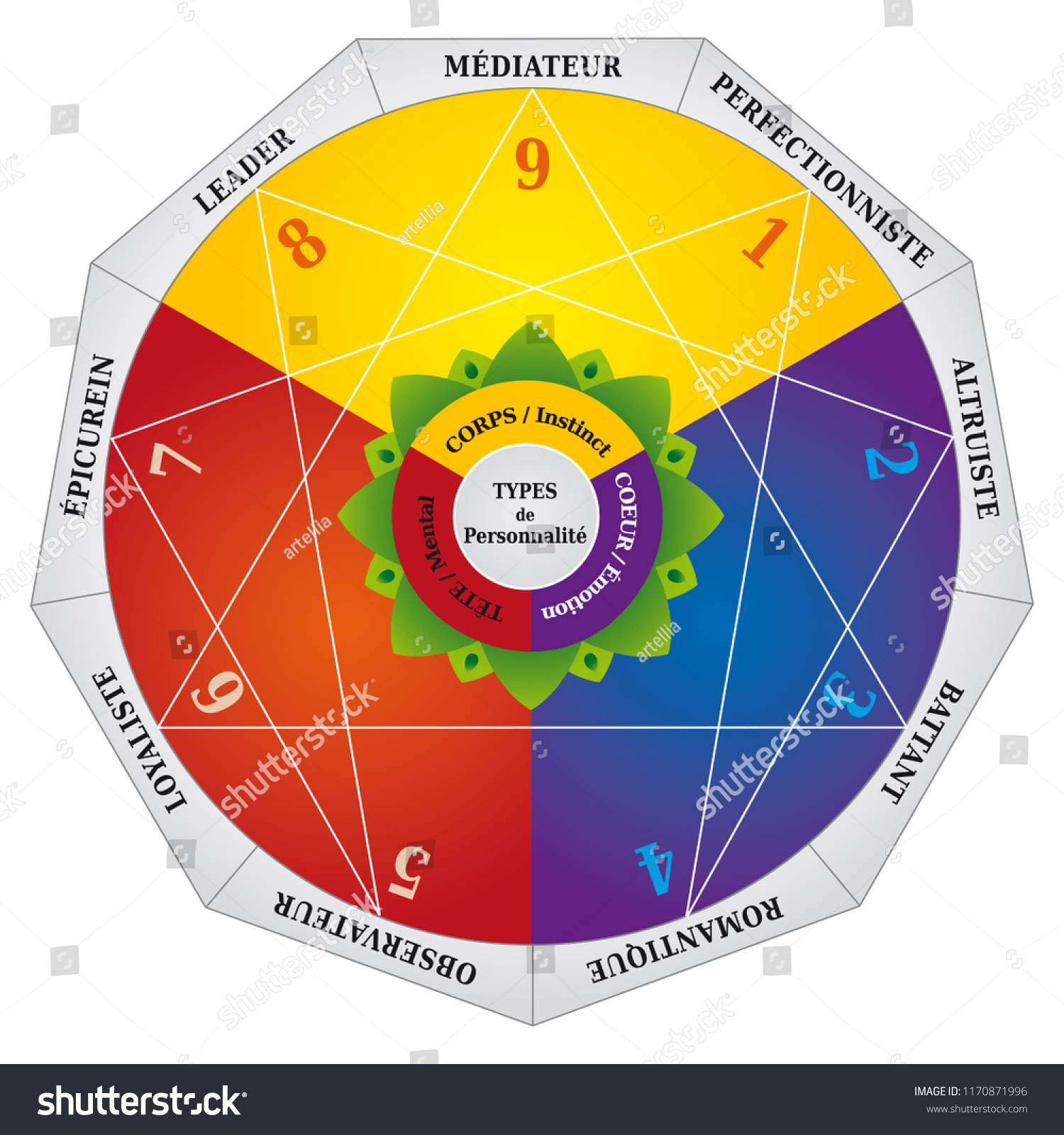 Enneagram Personality Types Diagram Testing Royalty Free Stock Vector Avopix Com