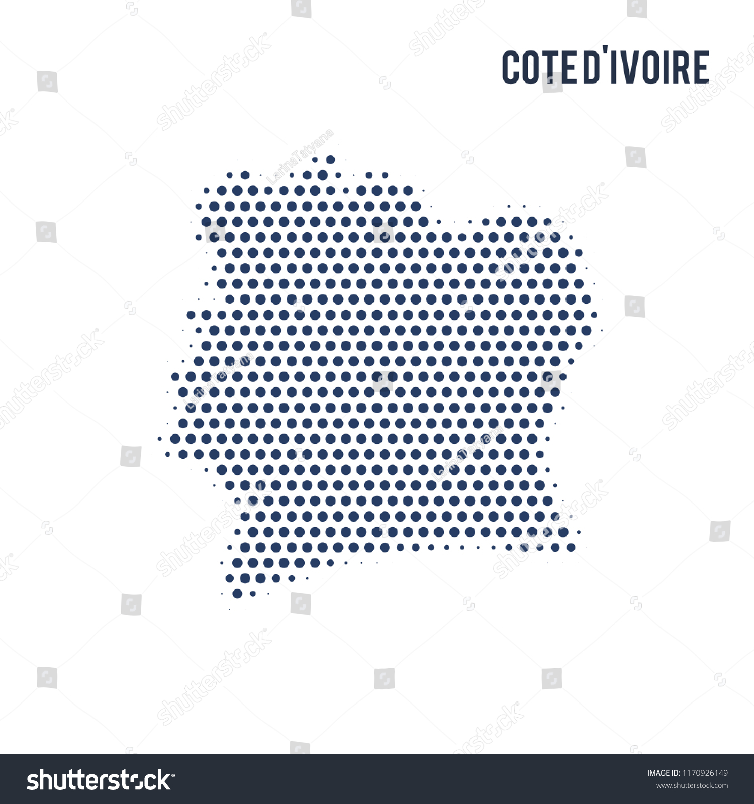 Dotted Map Of Cote Divoire Isolated On White Royalty Free Stock