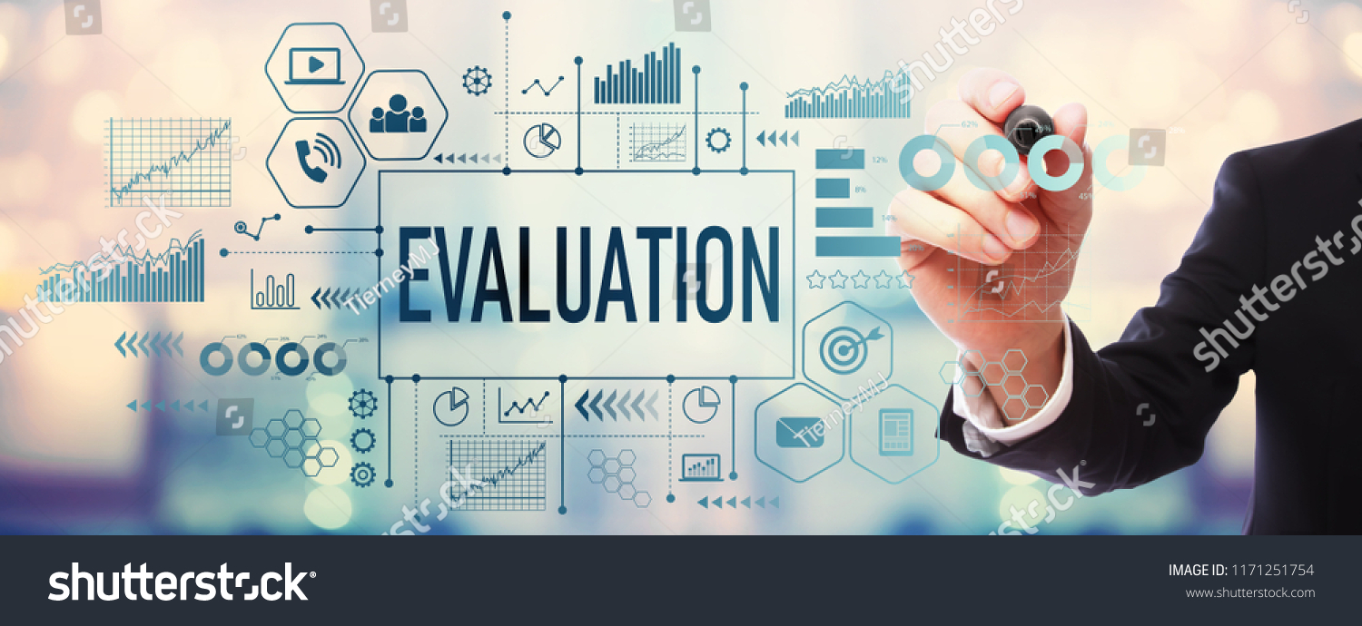 Evaluation with businessman on blurred abstract background #1171251754