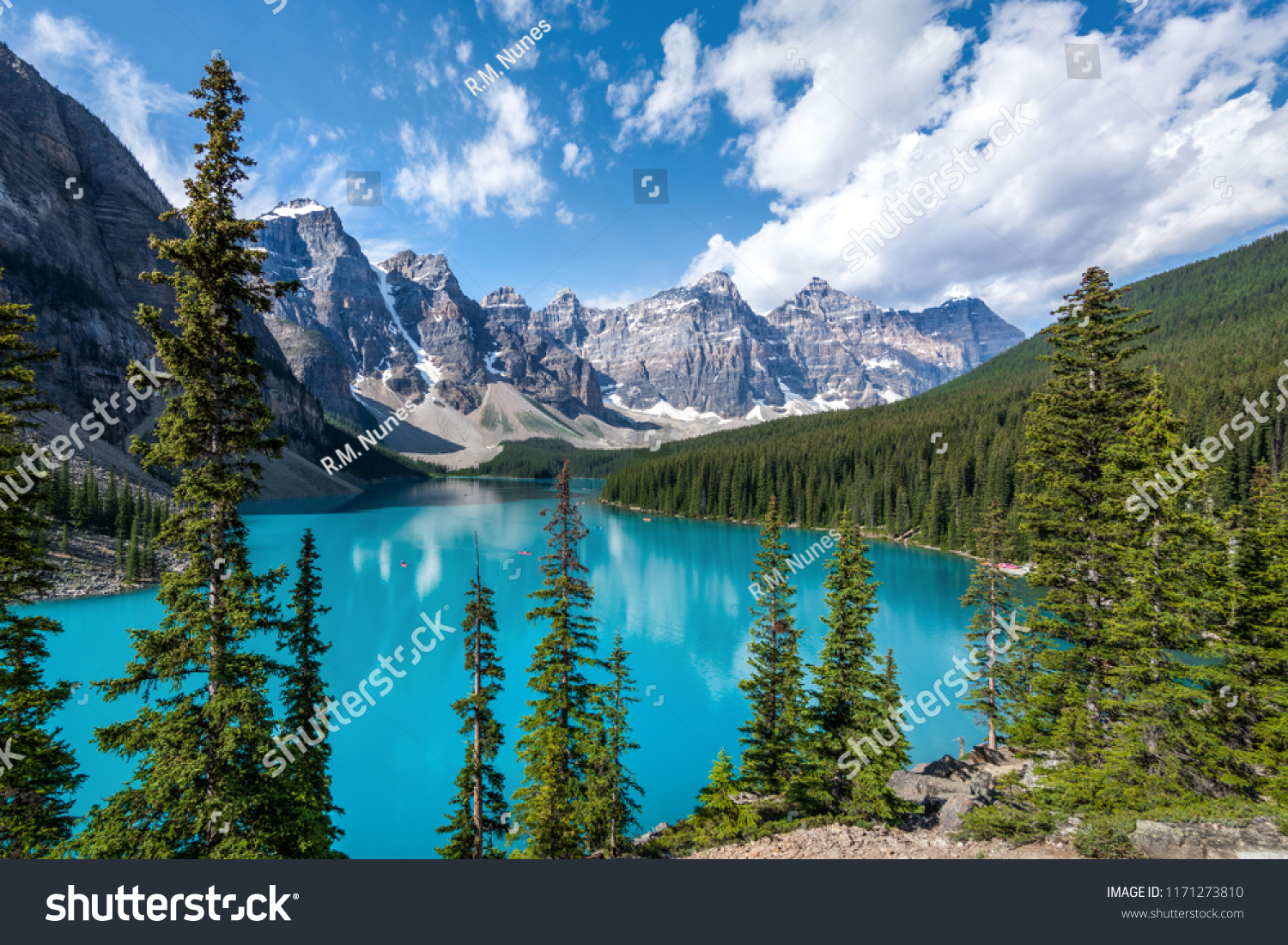 Moraine Lake during summer in Banff National Park, Canadian Rockies, Alberta, Canada.  #1171273810