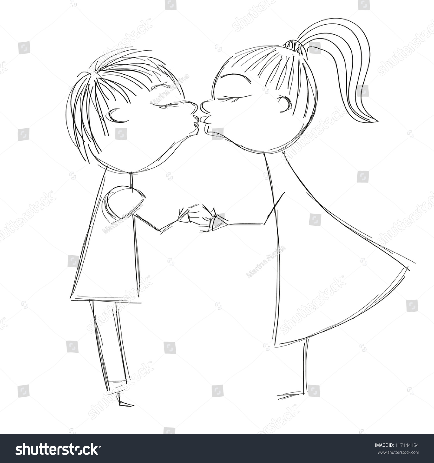 Vector Hand Drawing Illustration Of Boy And Girl Royalty Free Stock Vector Avopix Com