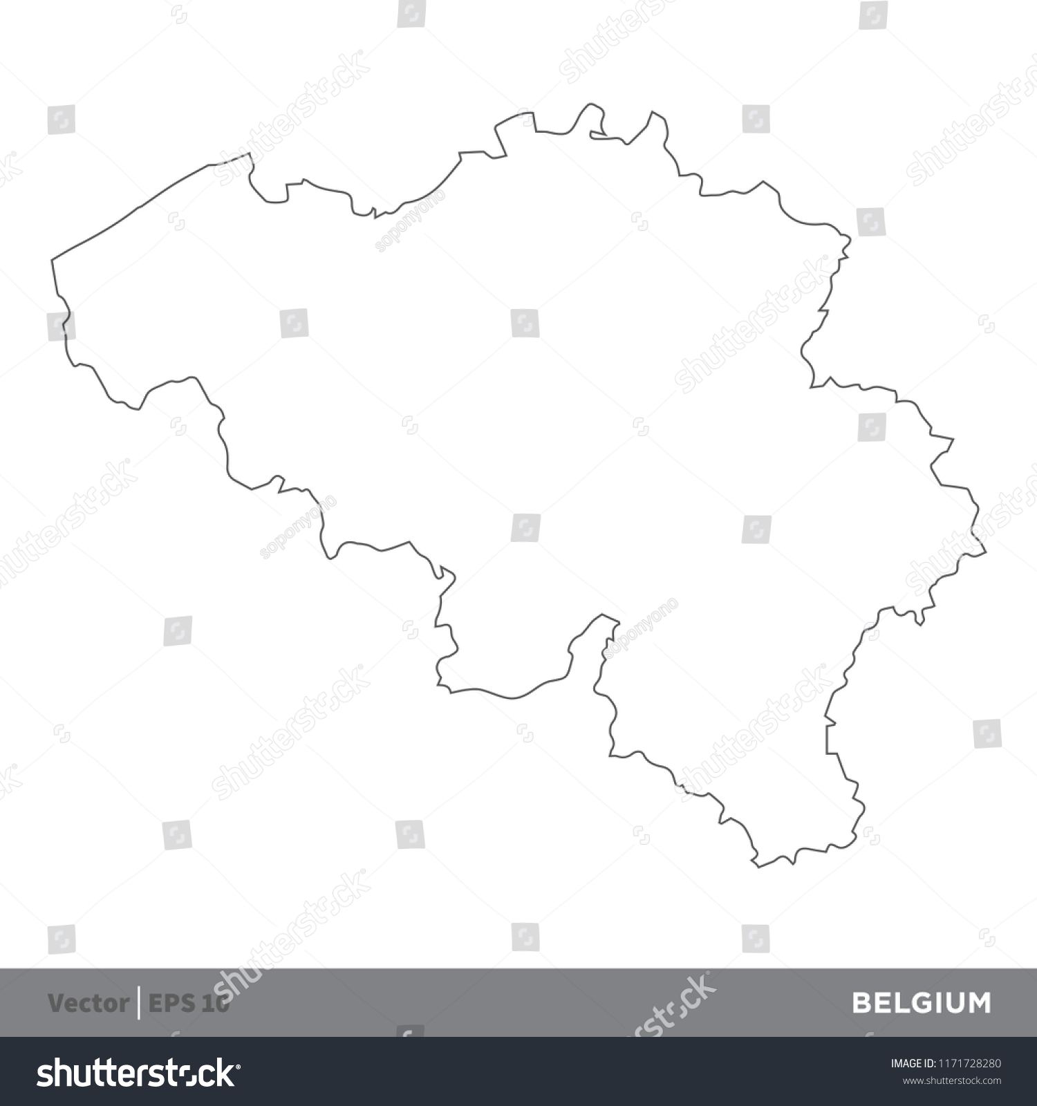 Belgium Outline Europe Country Map Vector Royalty Free Stock Vector   Avopix 1171728280 