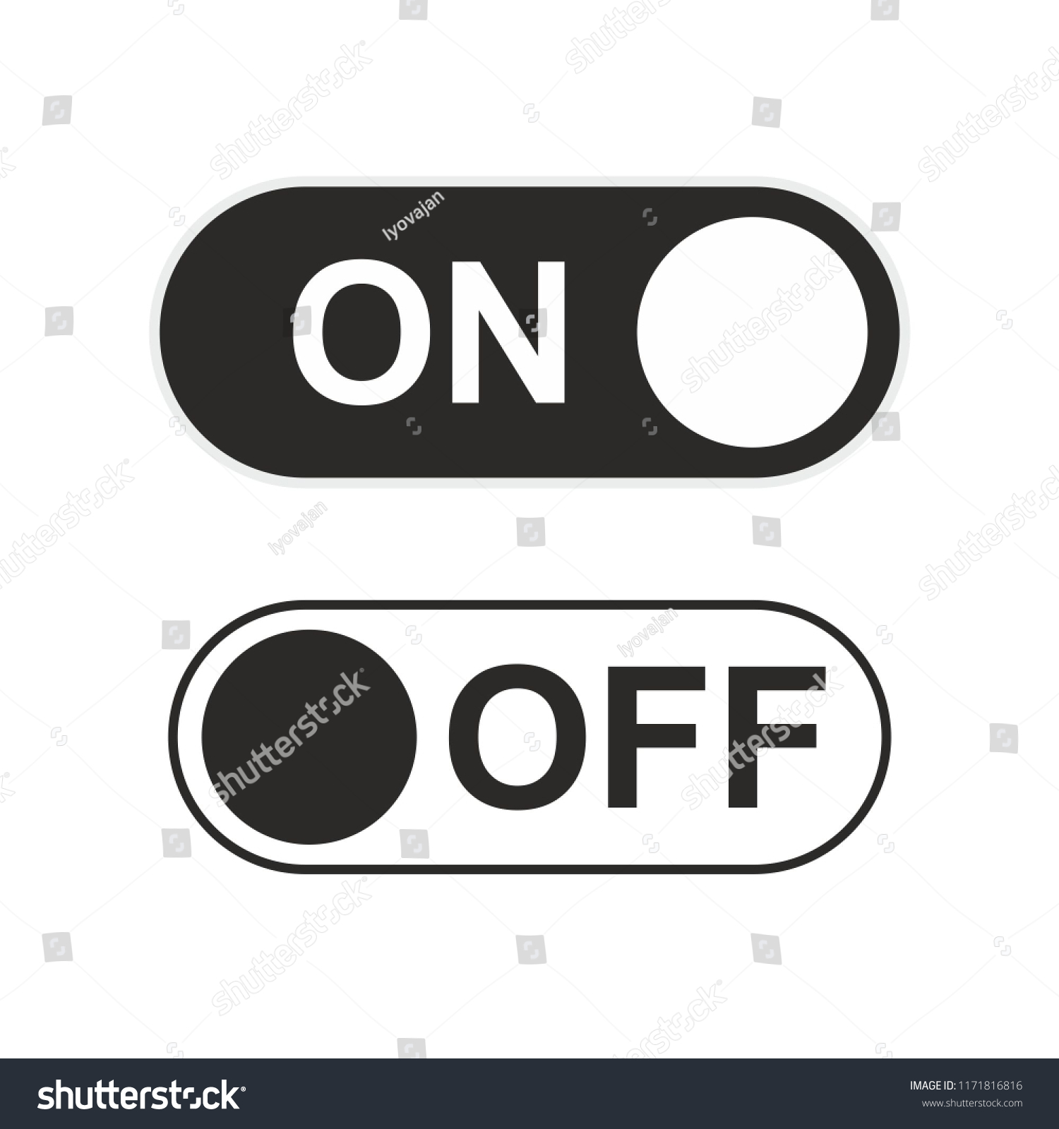 On and Off Icon toggle switch button. Vector - Royalty Free Stock ...