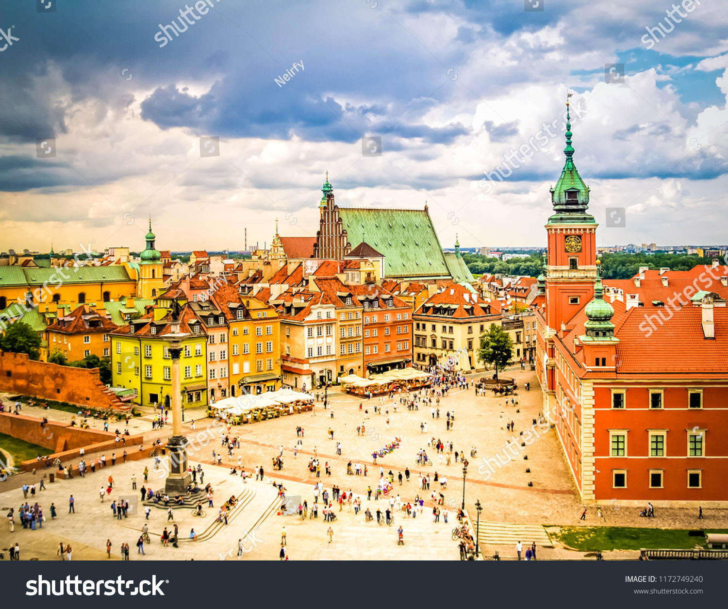 Old town square, Warsaw Poland, retro toned #1172749240
