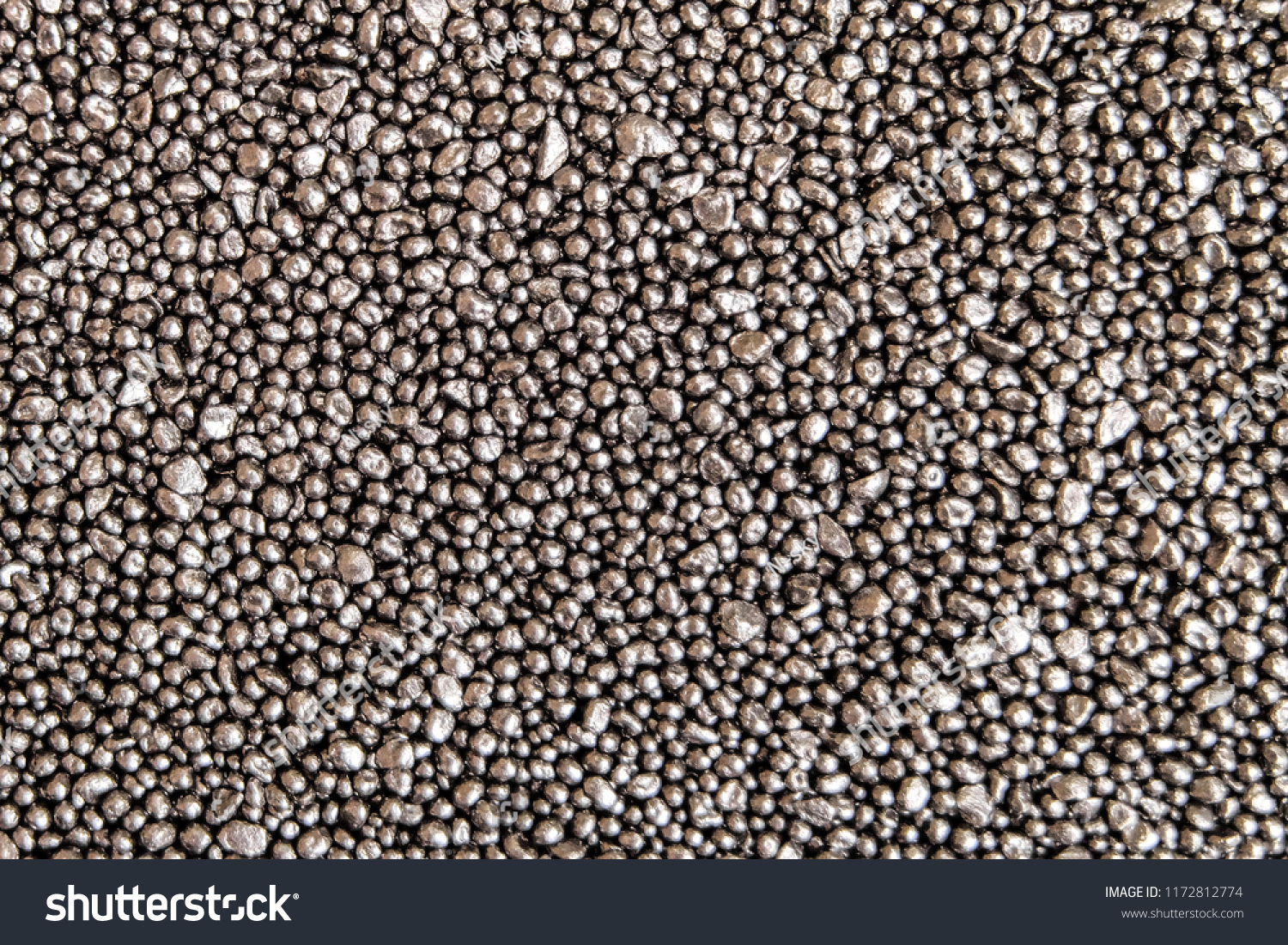 Steel shot for blasting machine. Abstract background of small metal balls. #1172812774