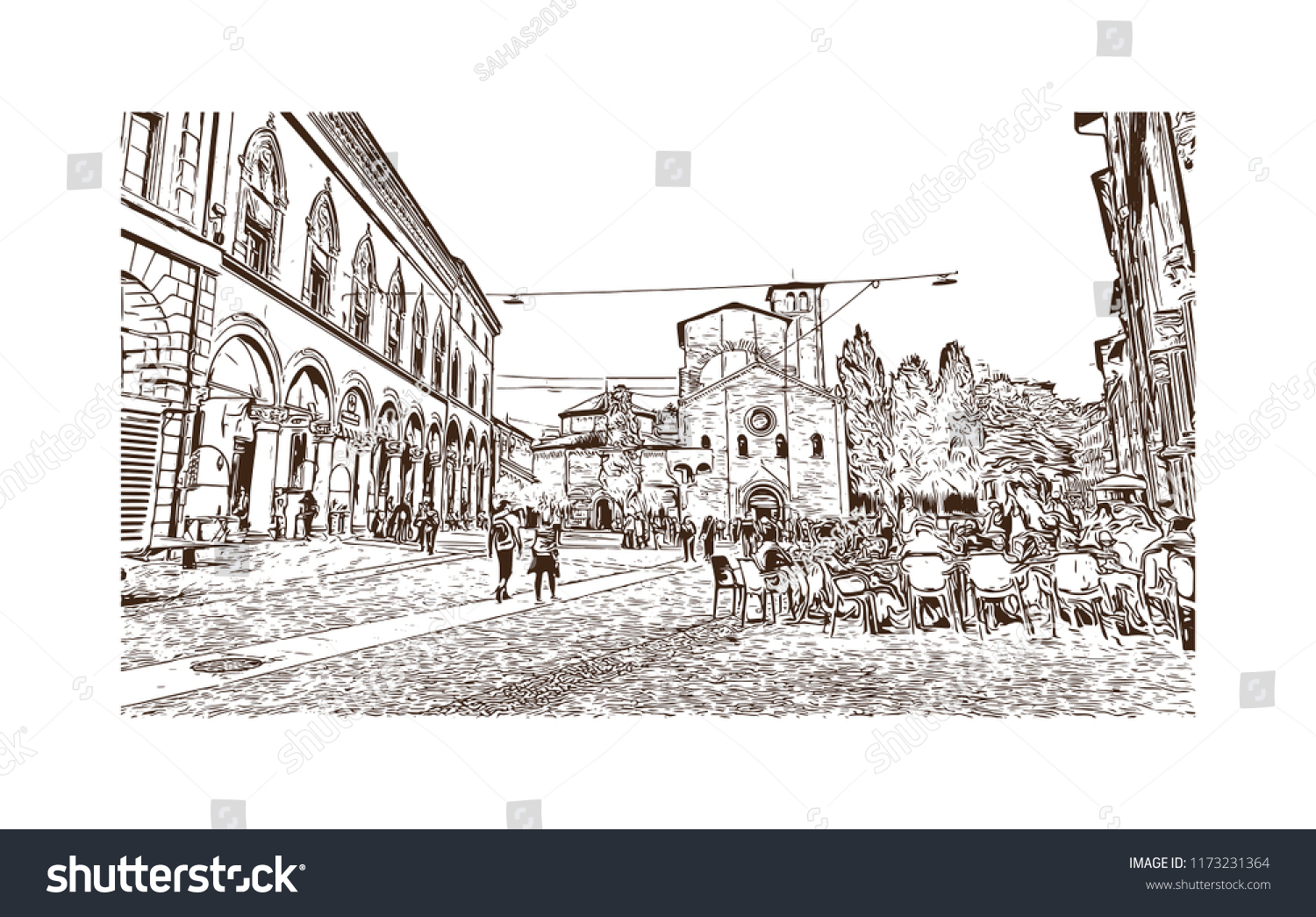 Building view with landmark of Bologna City in - Royalty Free Stock ...