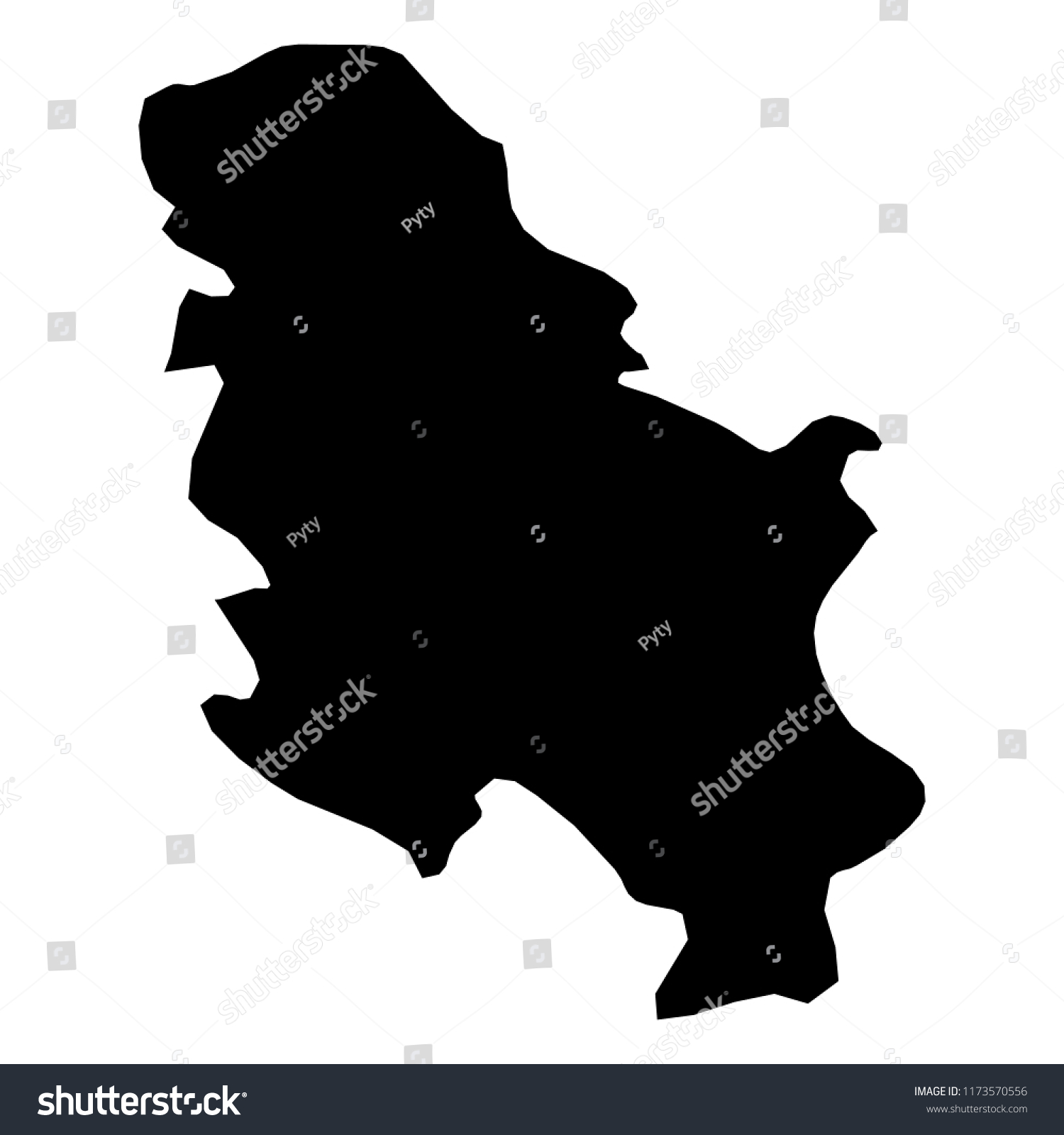 Serbia - solid black silhouette map of country area. Simple flat vector illustration. #1173570556