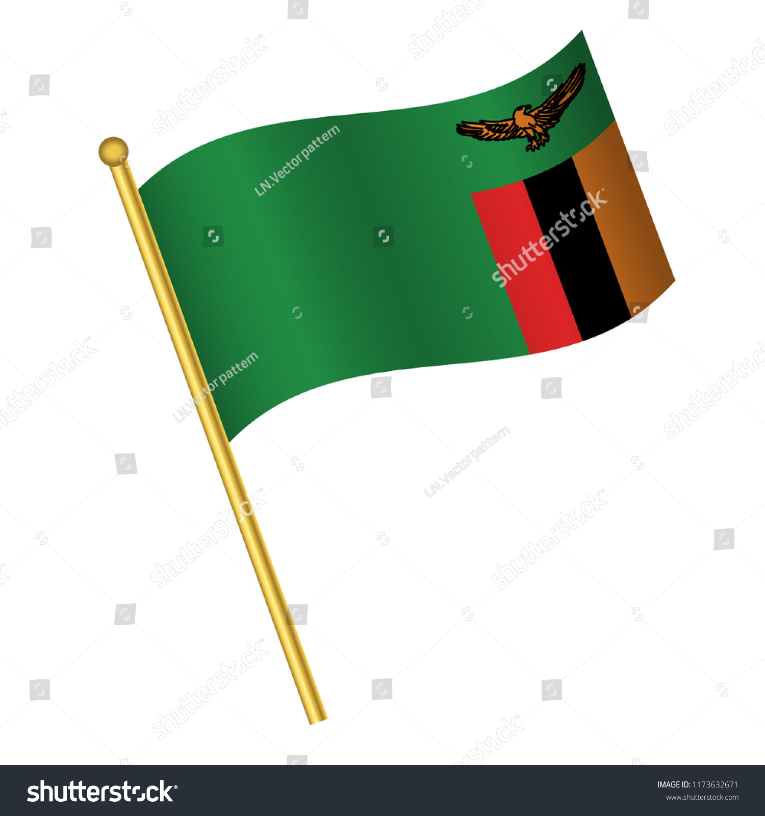 Flag of Zambia, Zambia flag Golden waving - Royalty Free Stock Vector ...