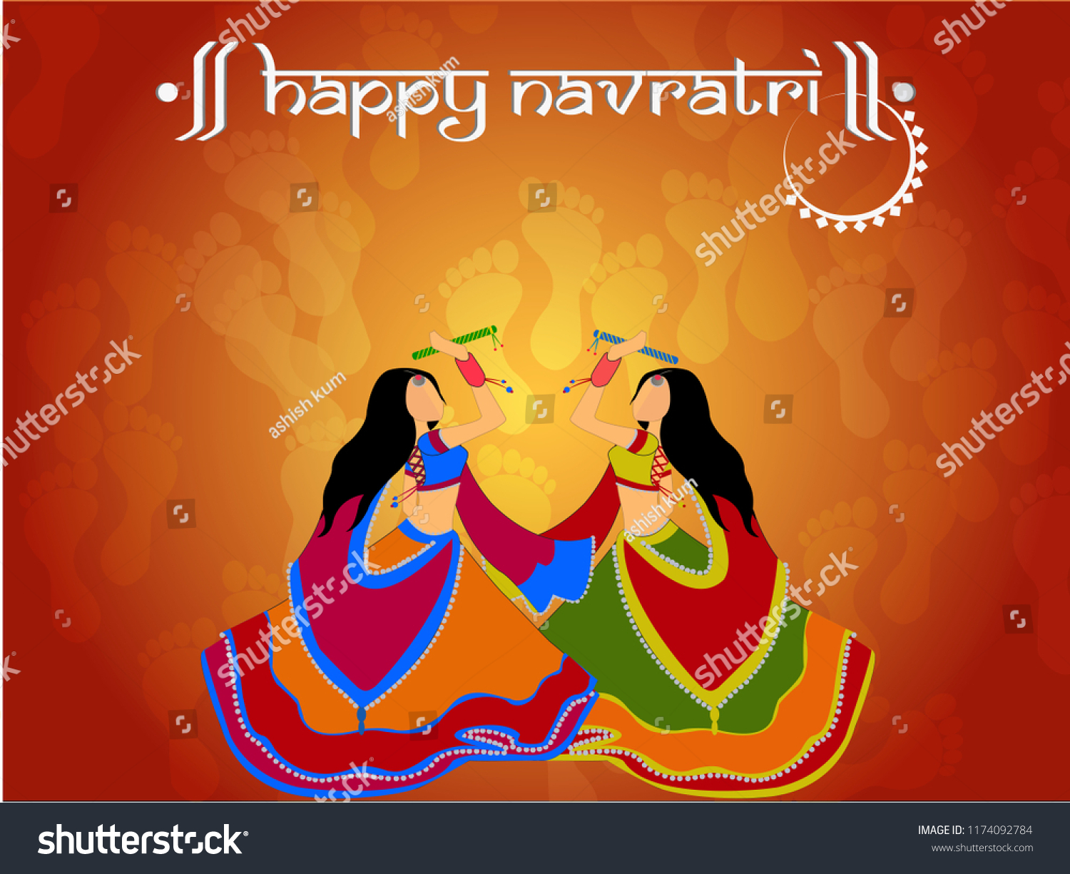 Celebrate Navratri Festival With Dancing Garba Royalty Free Stock Vector 1174092784 8654