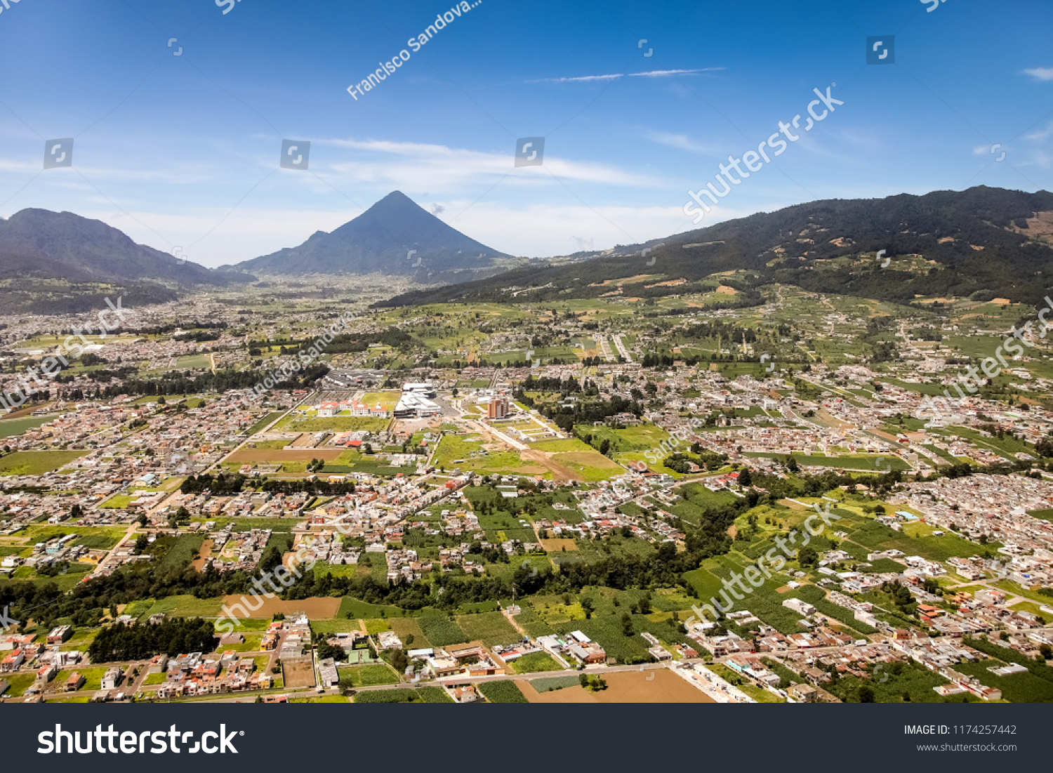 Aerial view of Quetzaltenango, the second largest city of Guatemala, Central America #1174257442