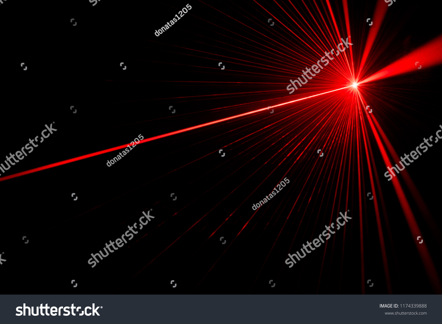 Red laser beam light effect on black background #1174339888