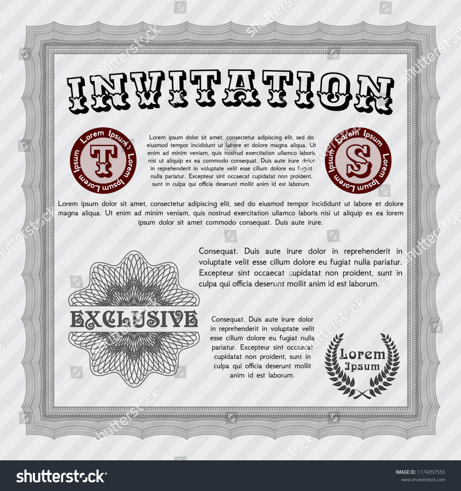 Grey Vintage invitation. Money Pattern design. - Royalty Free Stock Vector 1174357555 - Avopix.com