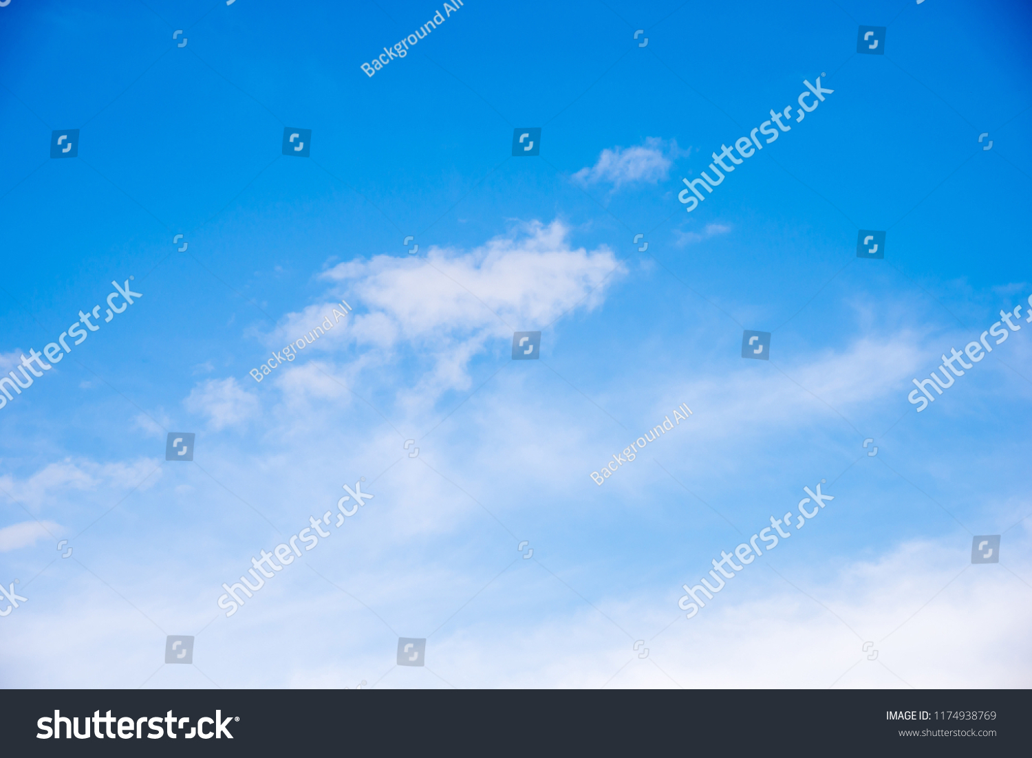 Blue sky background and white clouds soft focus, and copy space. #1174938769