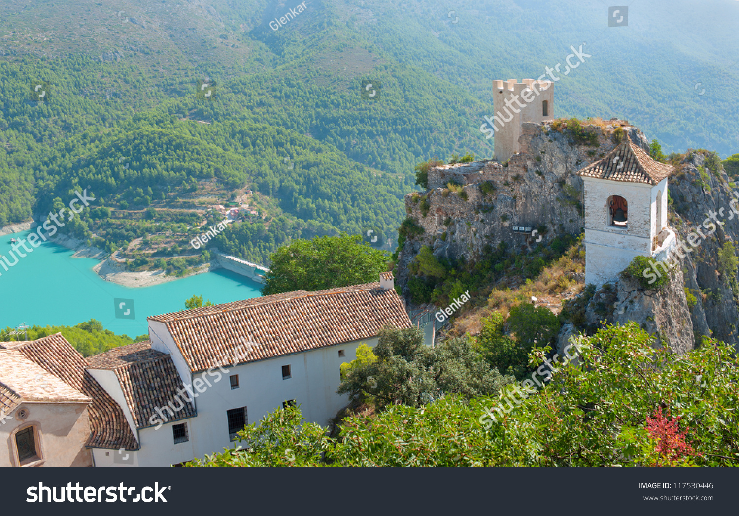 The famous Bell Tower and Gateway at Guadalest near Benidorm in Spain, horizontal #117530446