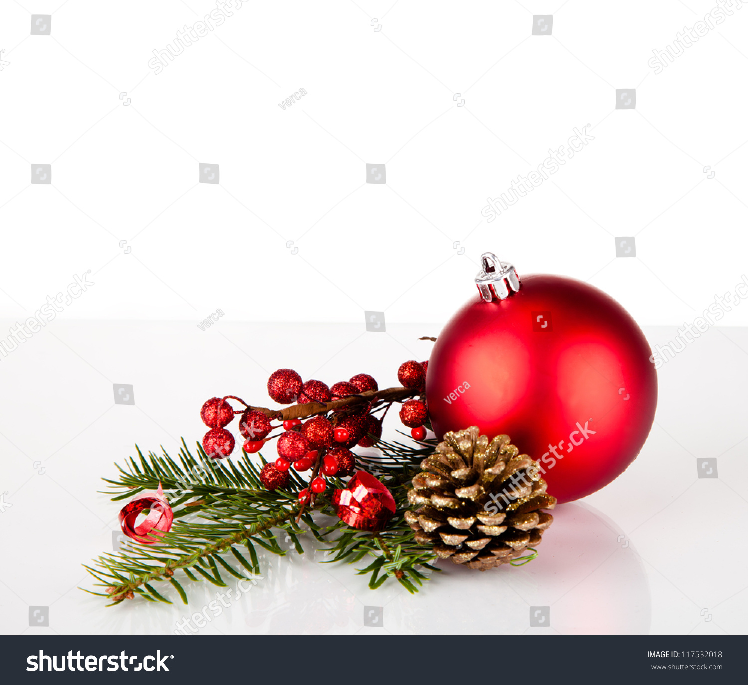 Christmas balls with pine and decorations #117532018