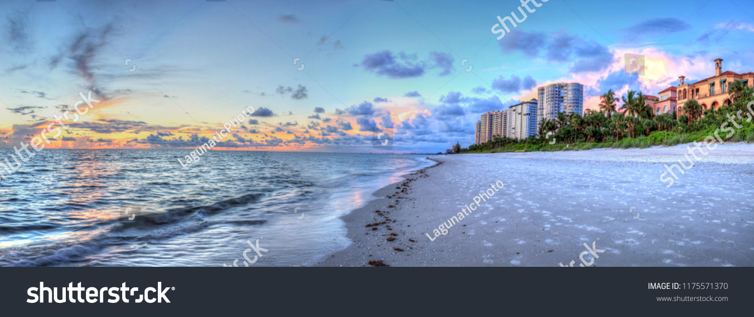 Sunset over the ocean at Vanderbilt Beach in Naples, Florida #1175571370