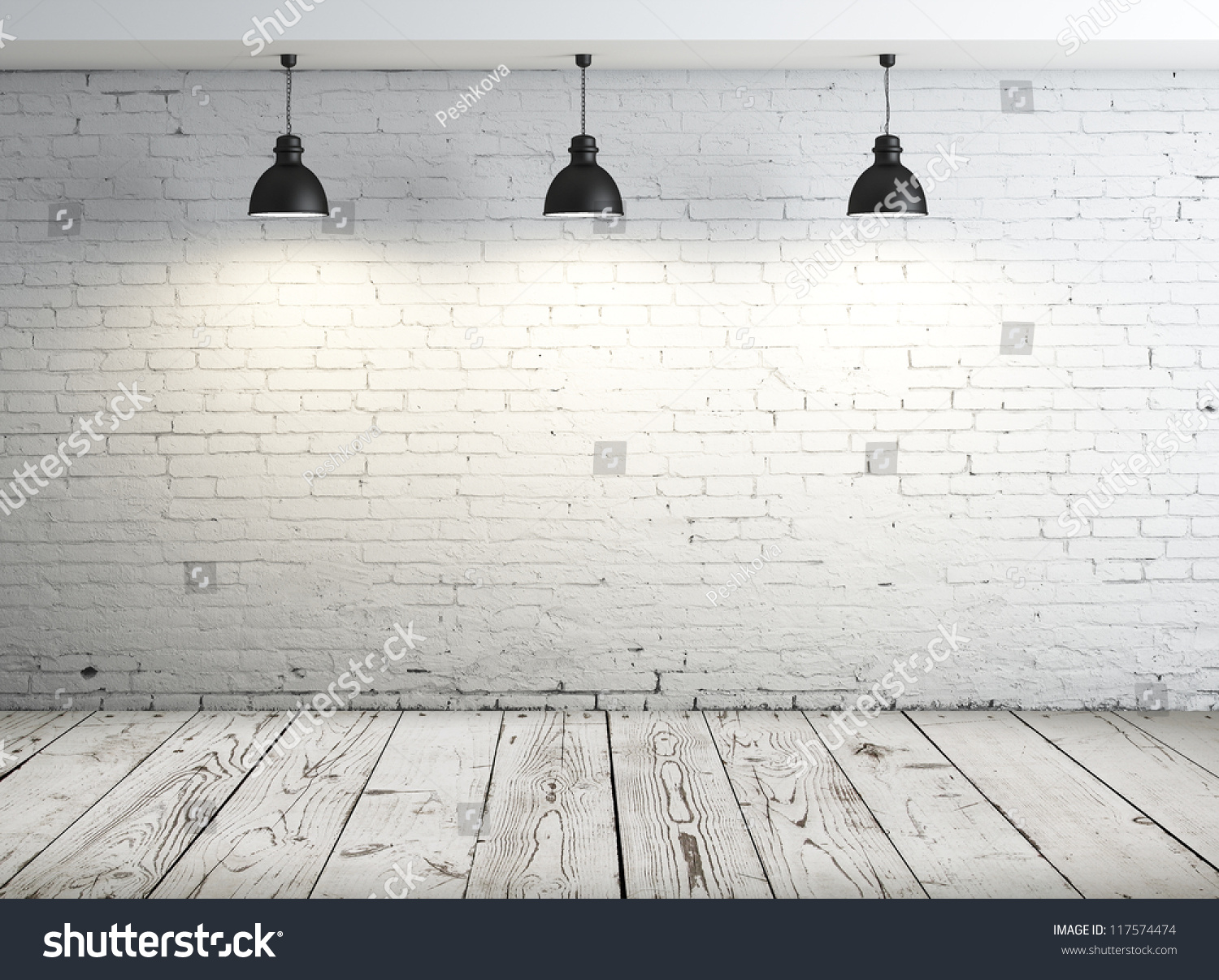 poster in room with ceiling lamp #117574474