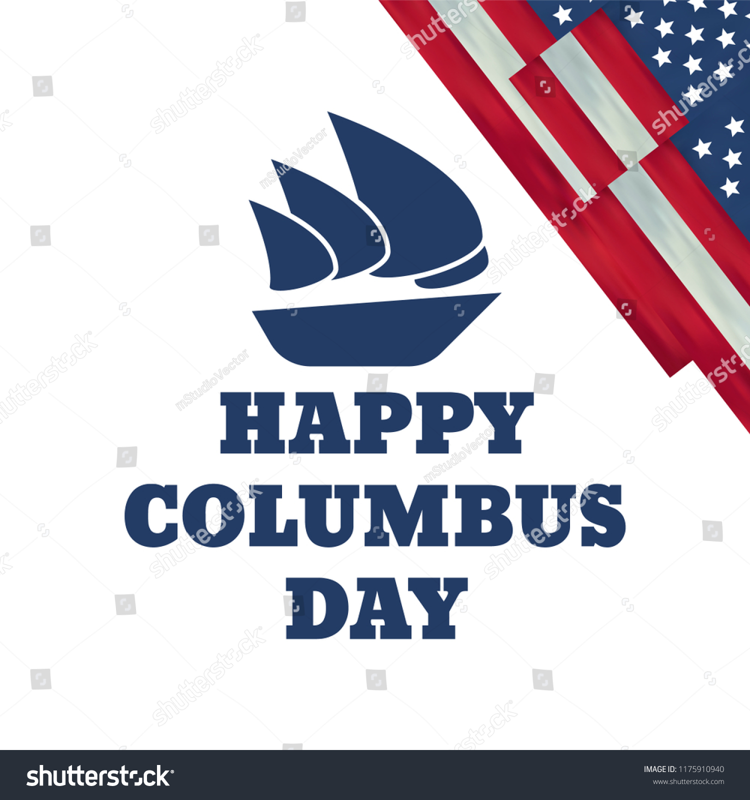 USA Columbus Day celebrate banner with Columbus - Royalty Free Stock ...