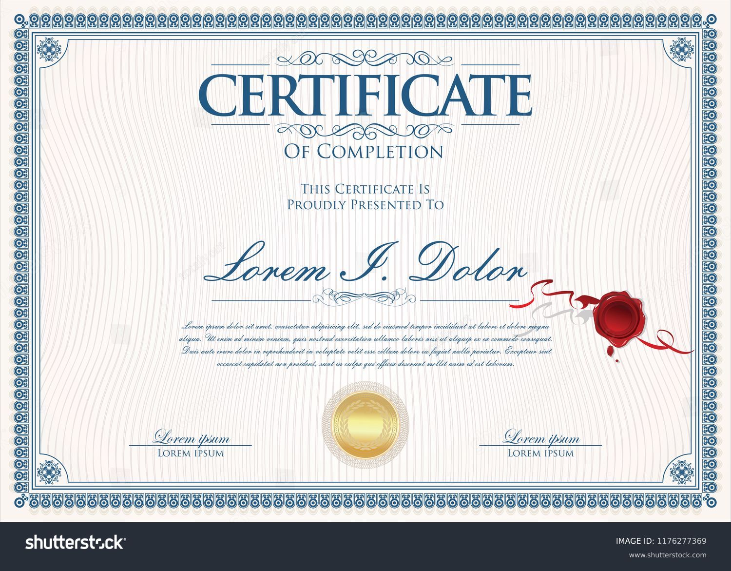 Certificate or diploma retro vintage design template  #1176277369