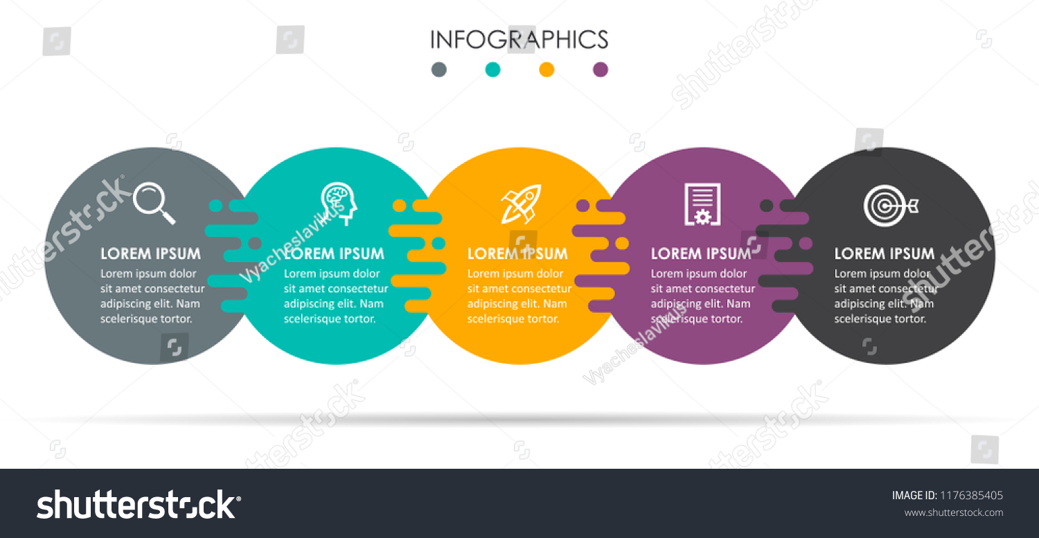 Vector Infographic label design template with icons and 5 options or steps.  Can be used for process diagram, presentations, workflow layout, banner, flow chart, info graph. #1176385405