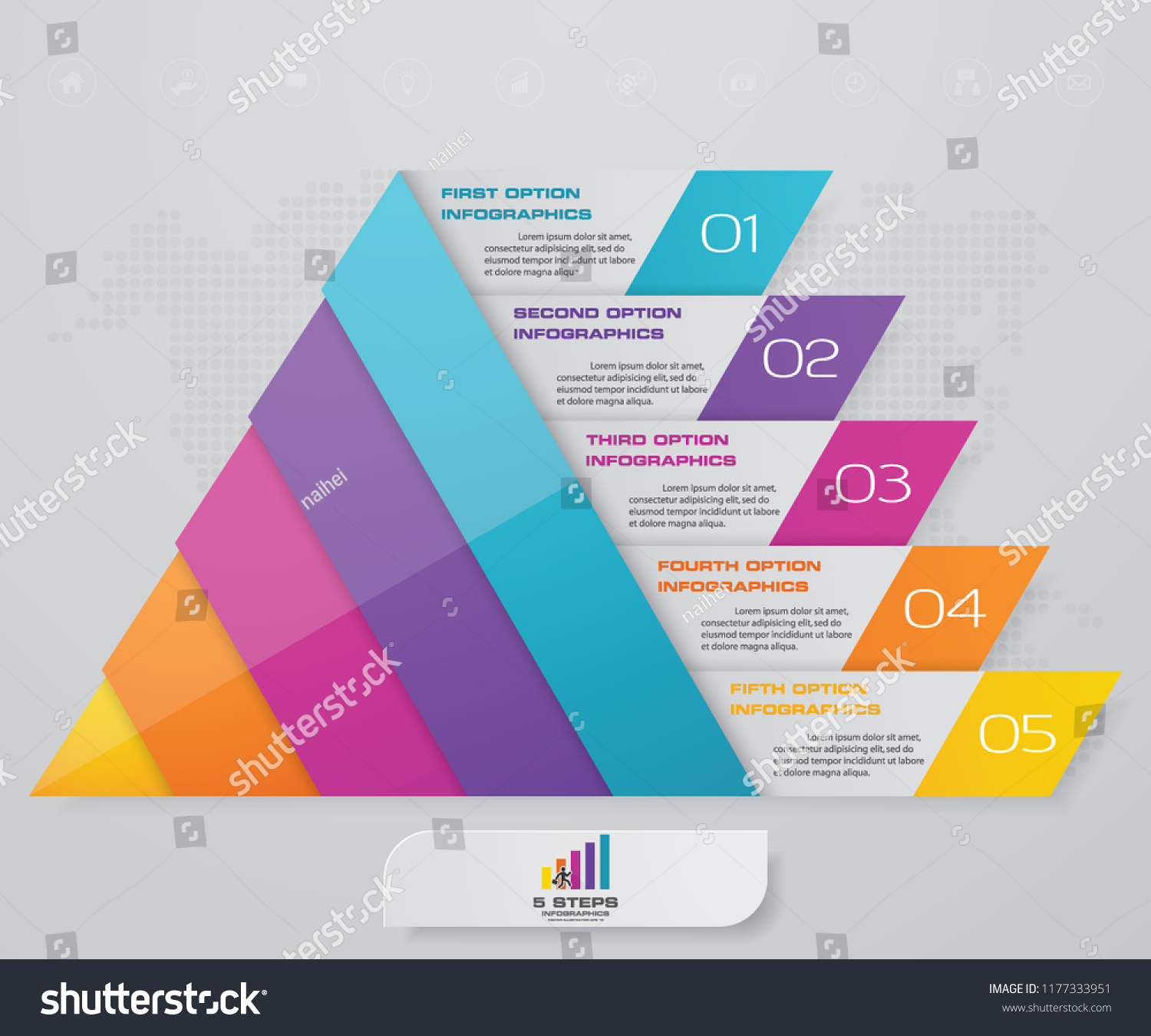 5 Steps Pyramid With Free Space For Text On Each Royalty Free Stock Vector 1177333951 1517