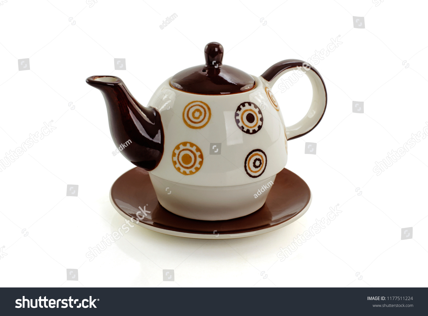 ceramic teapot isolated on white background #1177511224