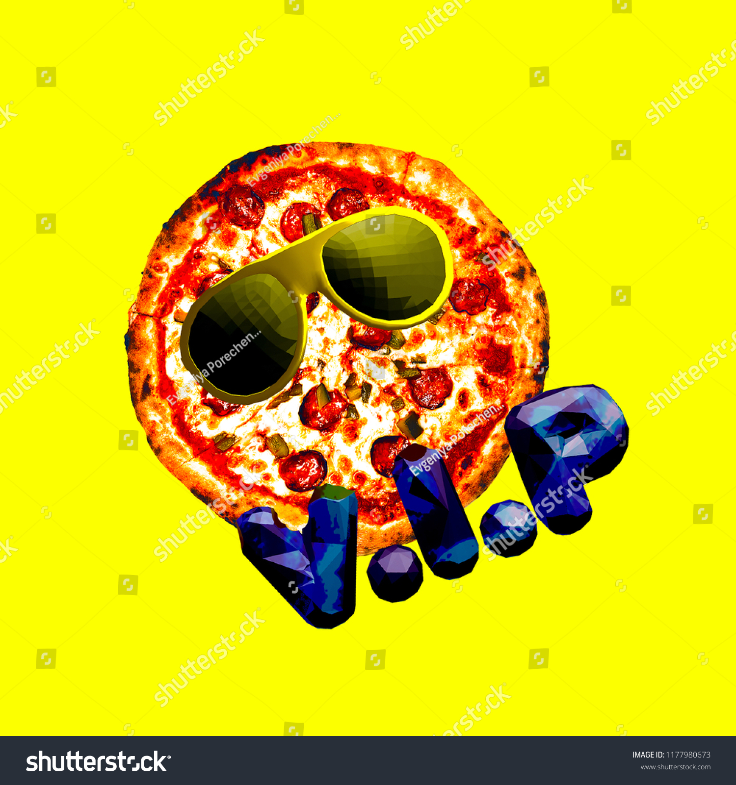 Contemporary art collage Pizza Vip. Fast food minimal project #1177980673