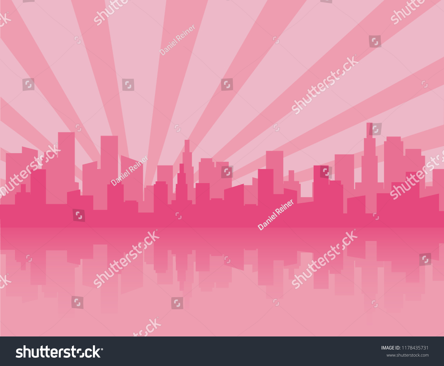 Pink city skyline silhouette - Royalty Free Stock Vector 1178435731 ...