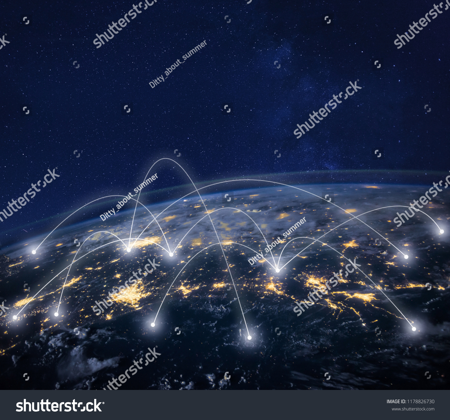 network connection technology, global business communication, planet image from NASA #1178826730