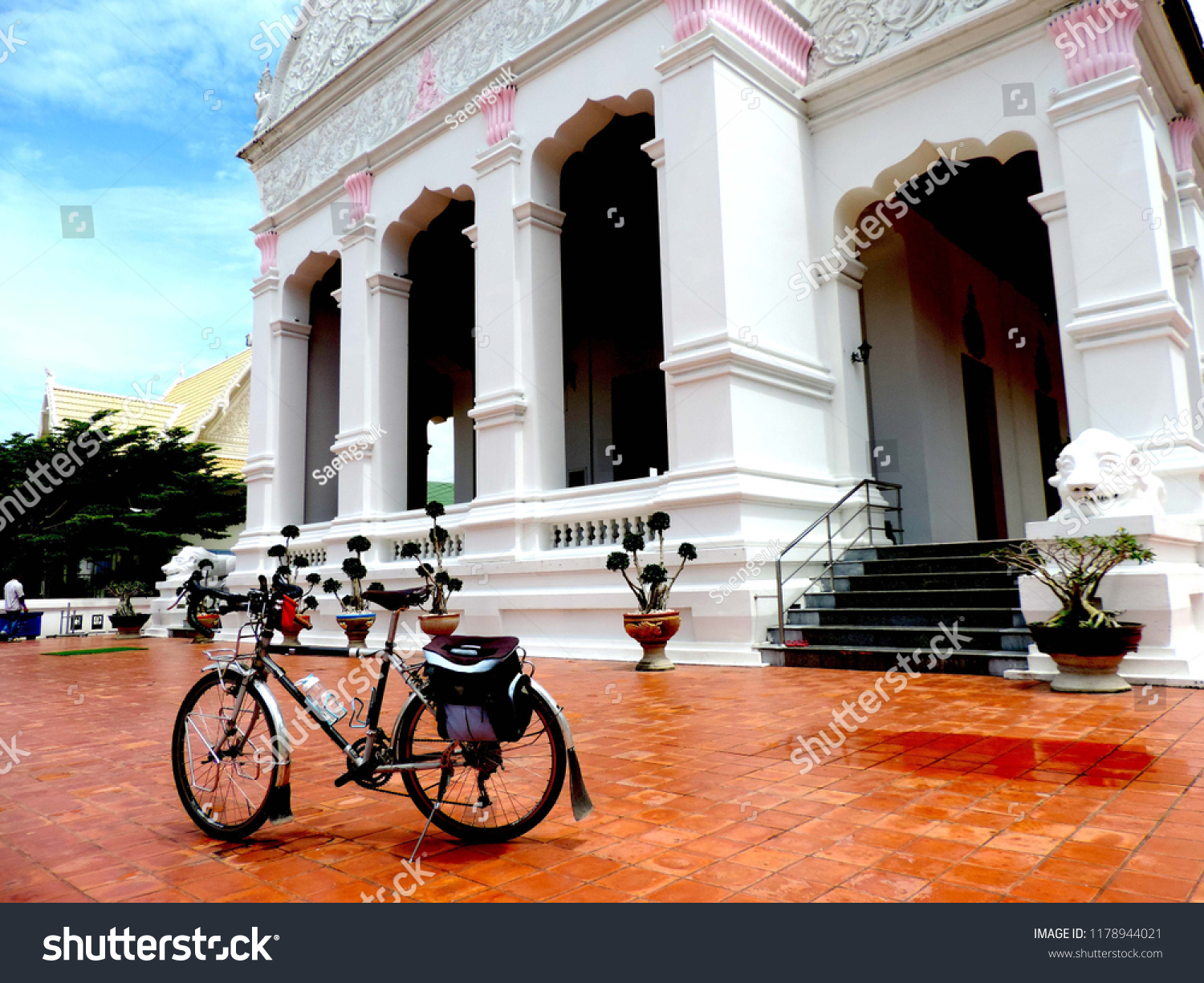 Touring bike in the Bhudda temple,culture city tour,Wat supattnaram ,Ubonratchatani,Thailand #1178944021