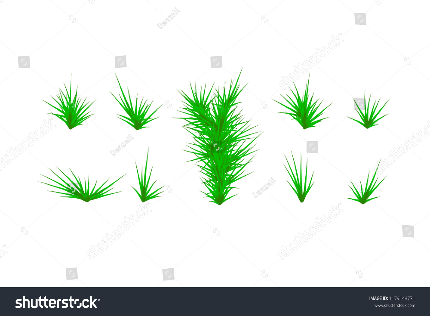 Set of Green grass. Green Grass White Background. Vector illustration #1179148771