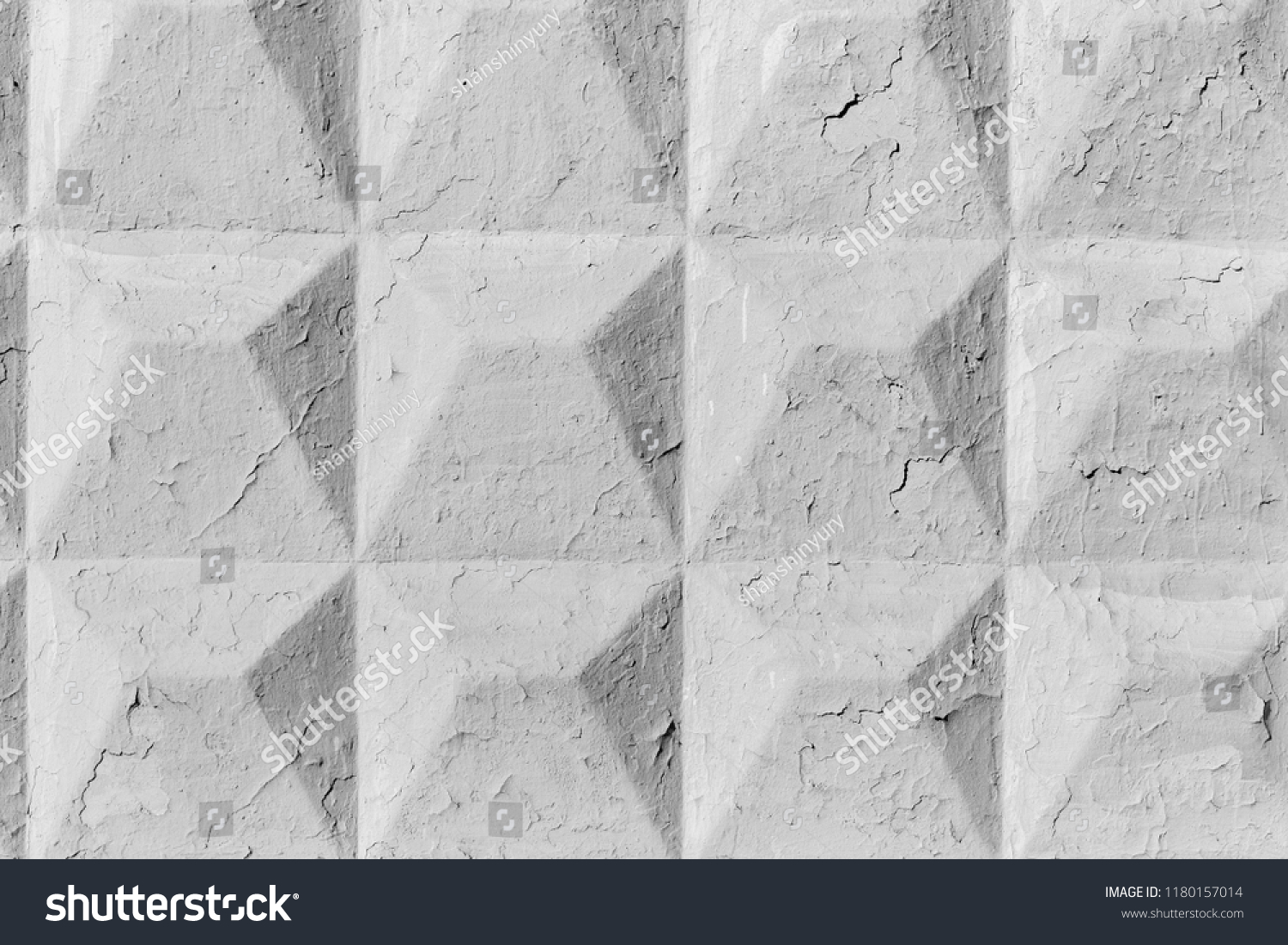 Concrete cracked wall with rhombuses pattern background #1180157014