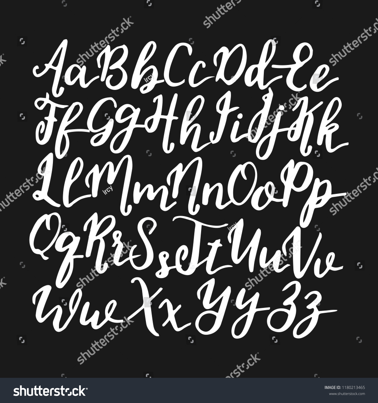 Vector Hand Drawn Alphabet Brushpen Letters Royalty Free Stock Vector 1180213465 