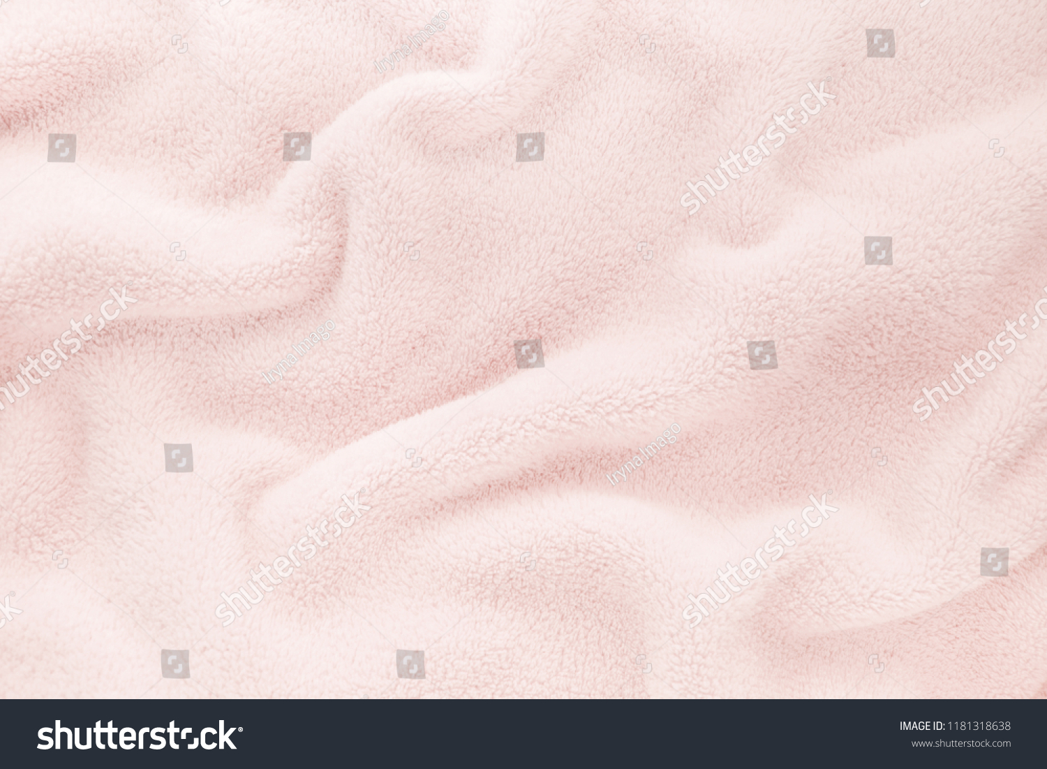 Fluffy Gentle baby pastel pink rose fabric with waves and folds. Soft pastel textile texture. Folds on the soft fabric. Rose towel terry cloth. #1181318638