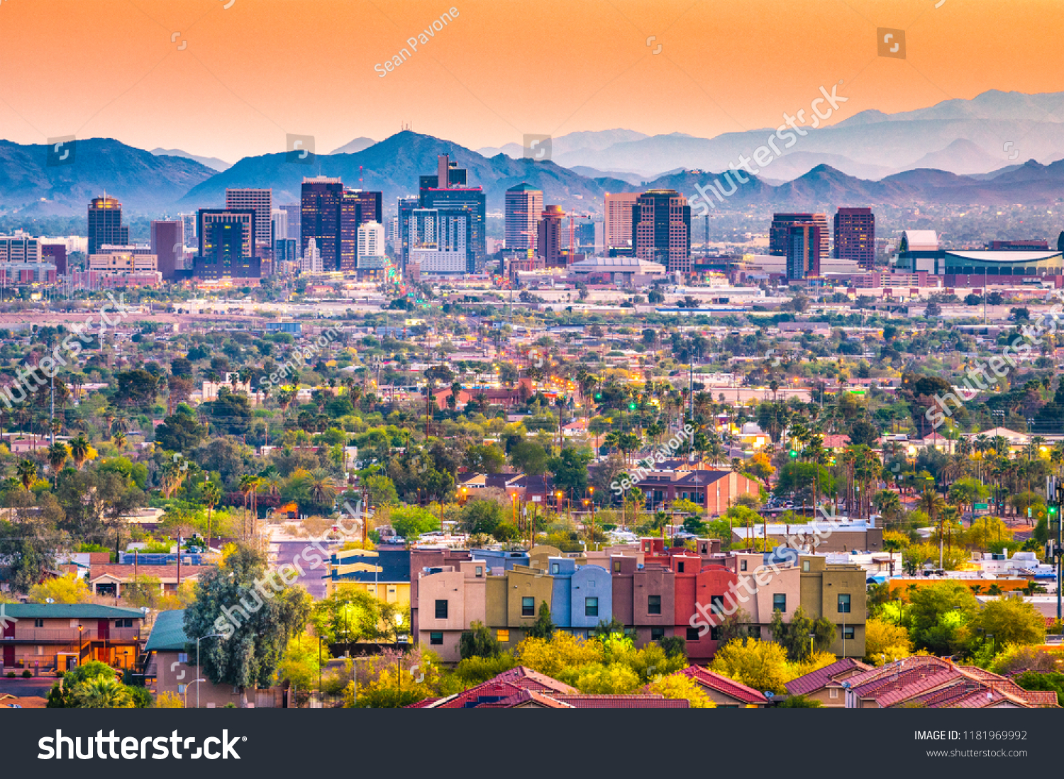 Phoenix, Arizona, USA downtown cityscape at dusk. #1181969992
